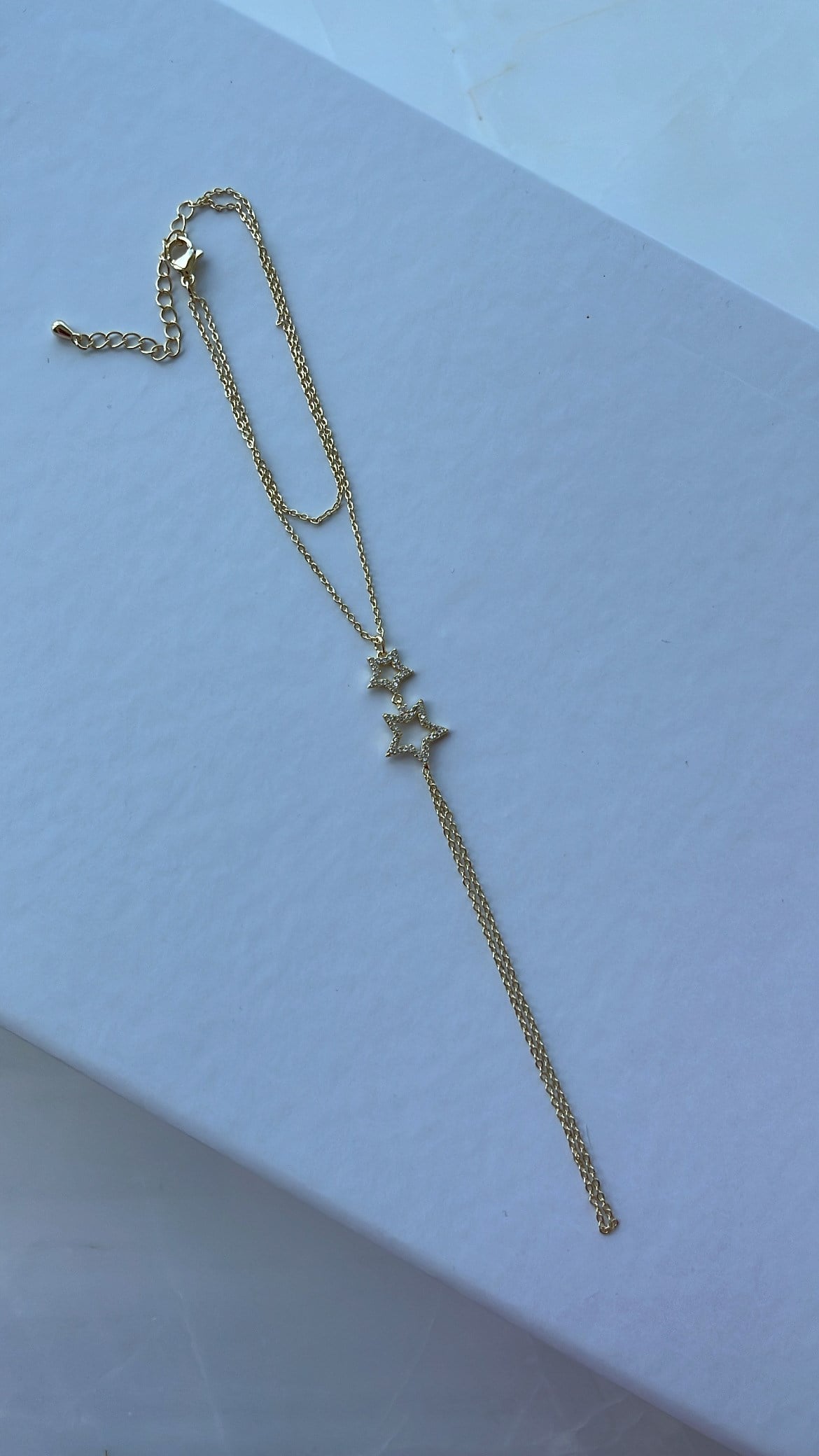 Gold Zirkon Taşlı İkili Yıldızlı Şahmeran