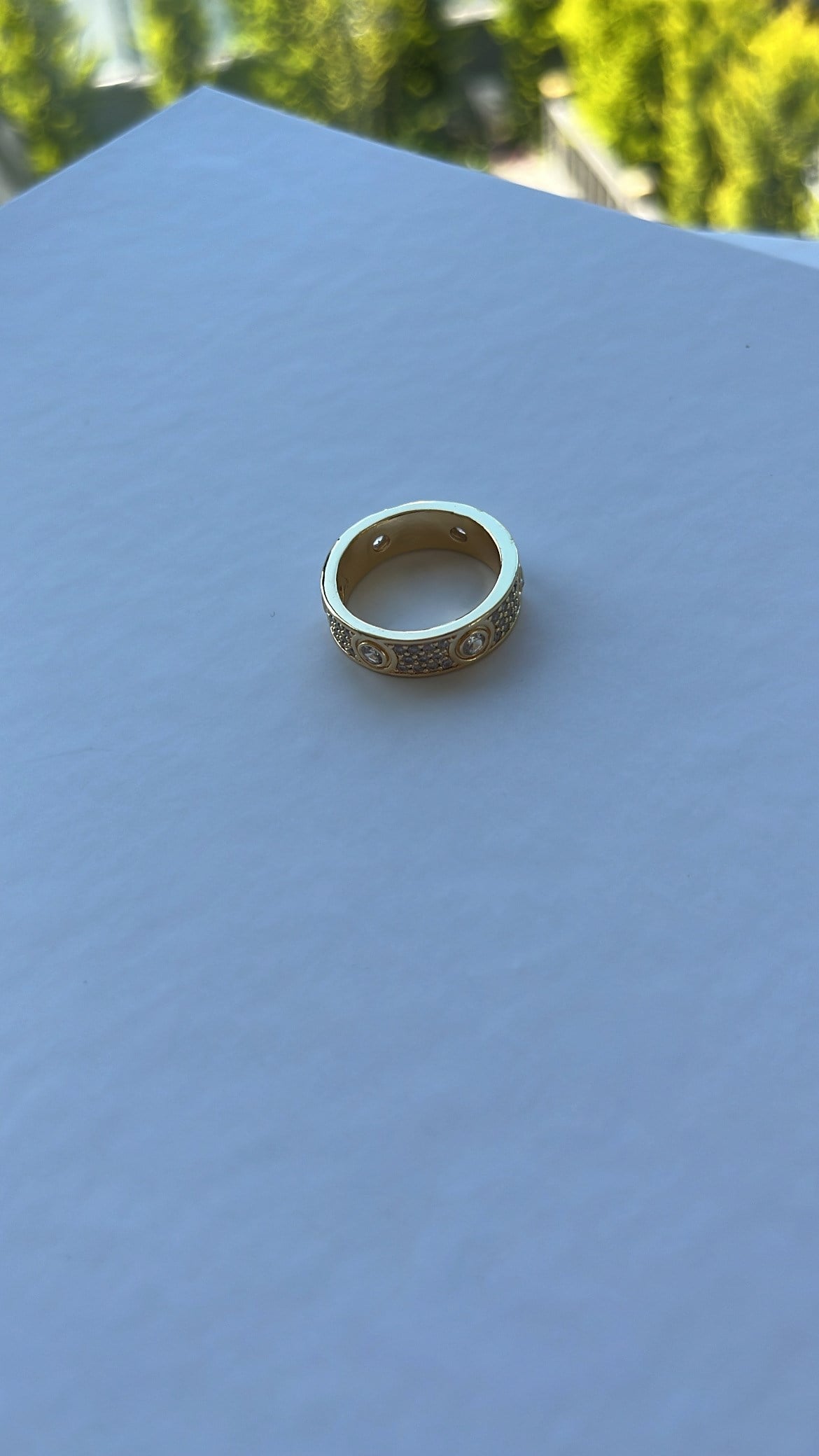 Gold Zirkon Taşlı Kalın Yüzük