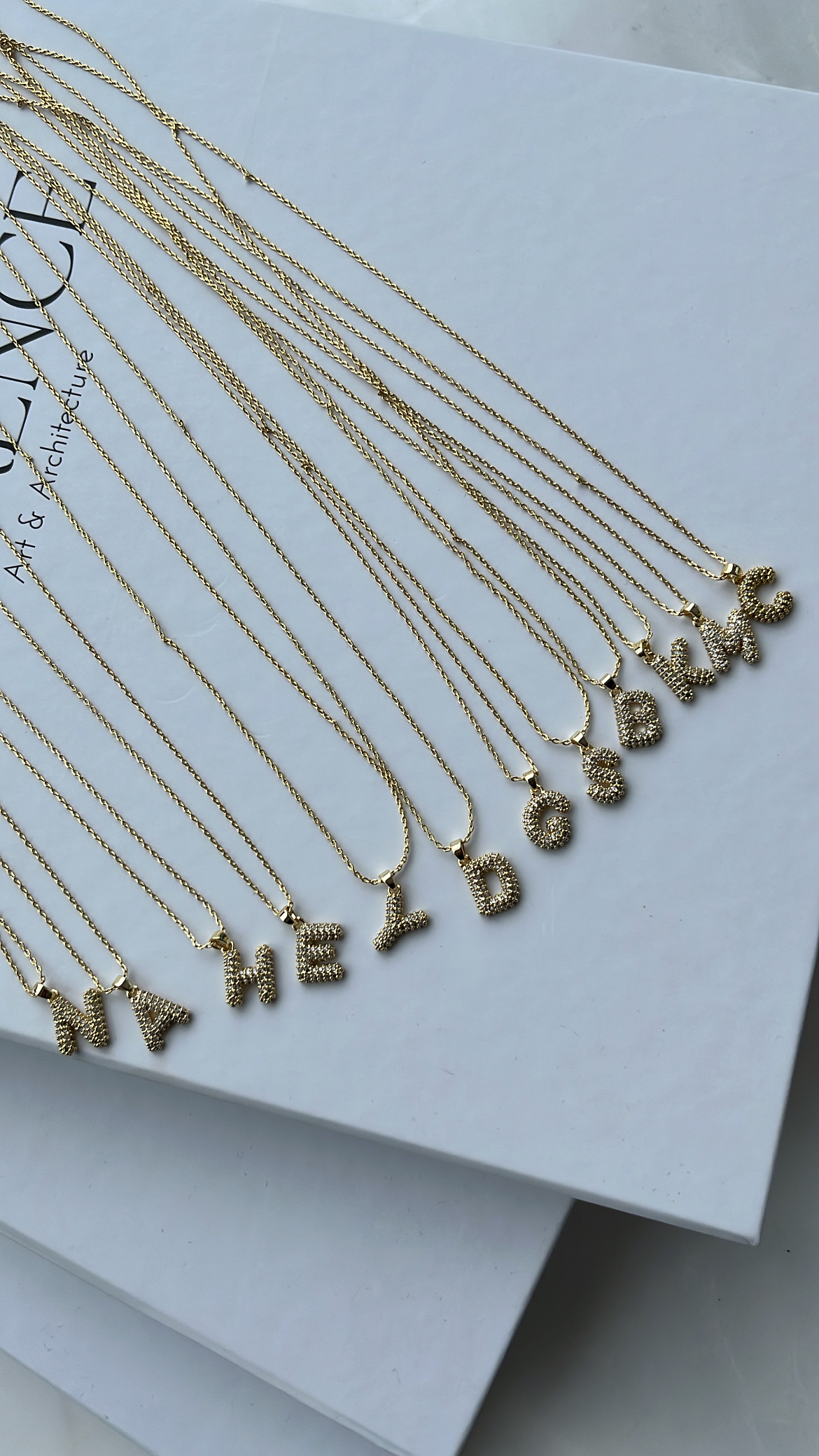 Gold Zirkon Taşlı Zincirli Harf Kolye