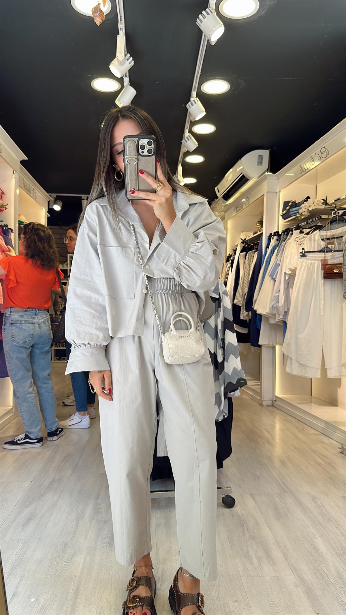 Gri Gömlek Şalvar Takım 