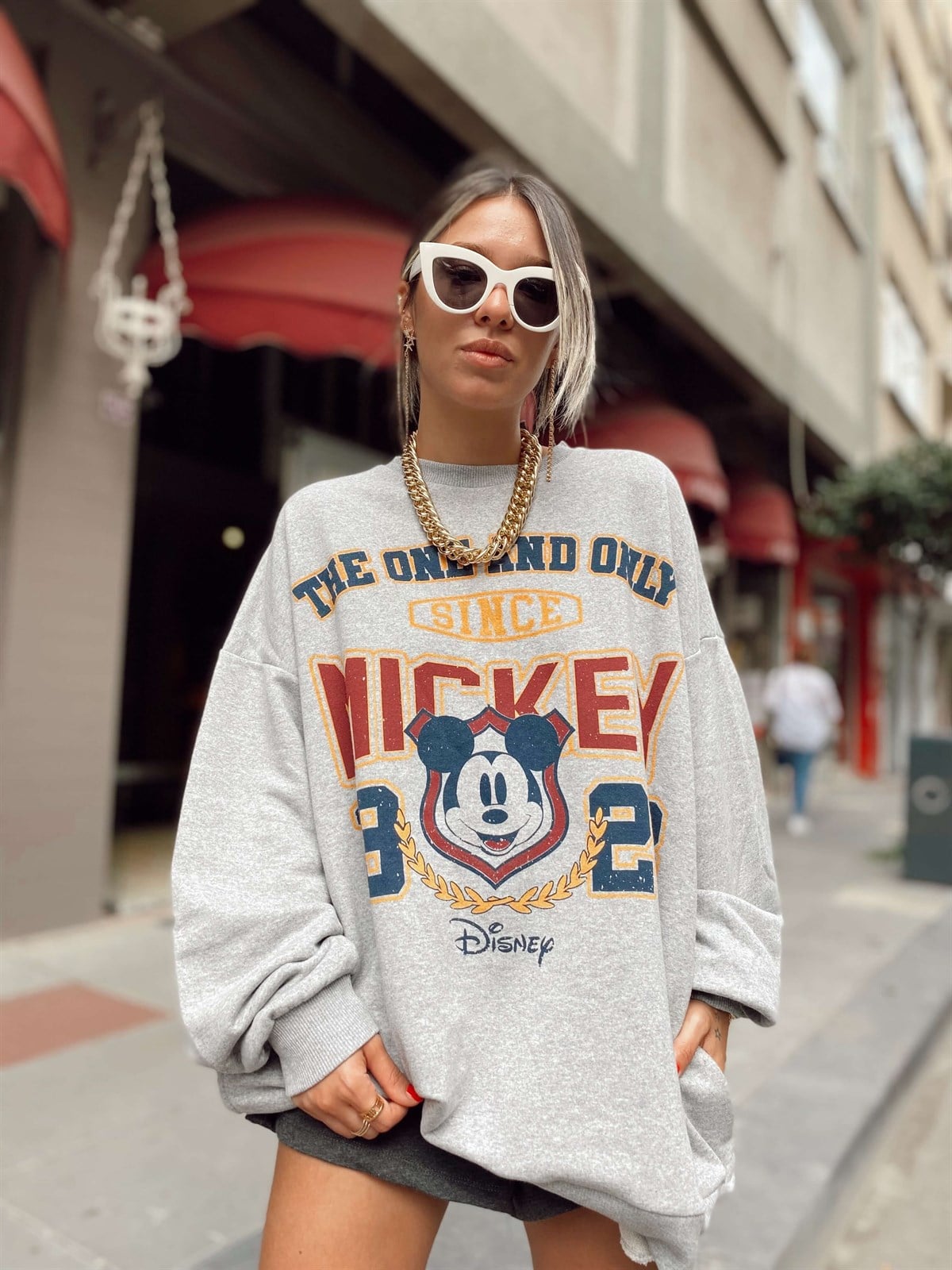 Gri Karakter Baskılı Sweat 