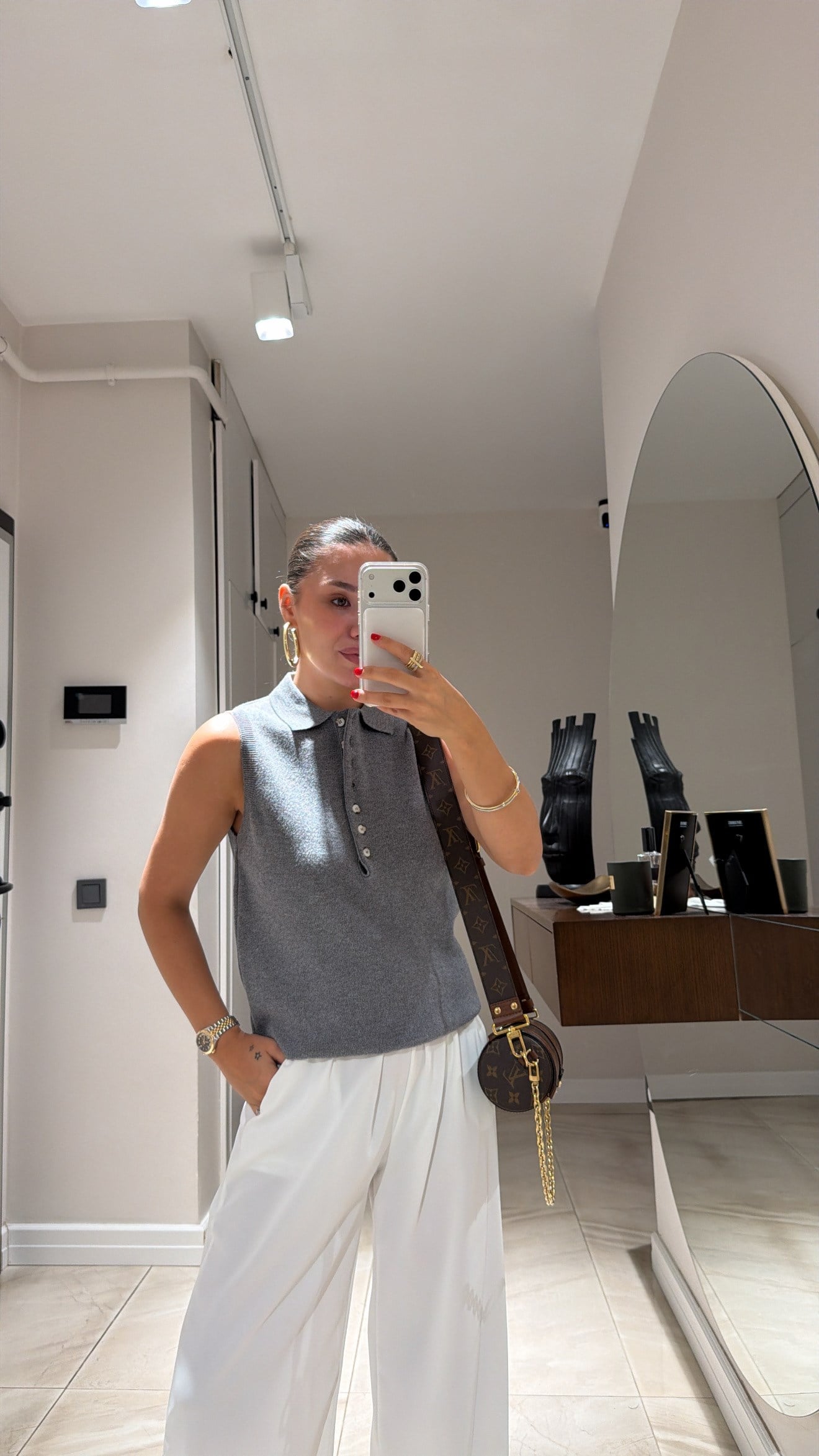 Antrasit Ön Düğmeli Polo Yaka Marka Model Yelek
