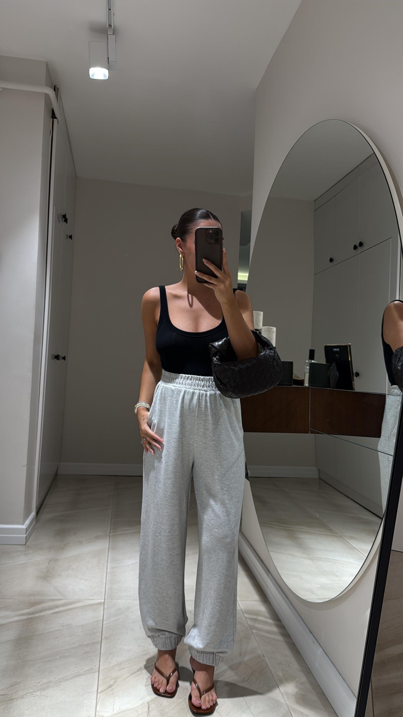 Gri Paça Lastikli Modal Pantolon 