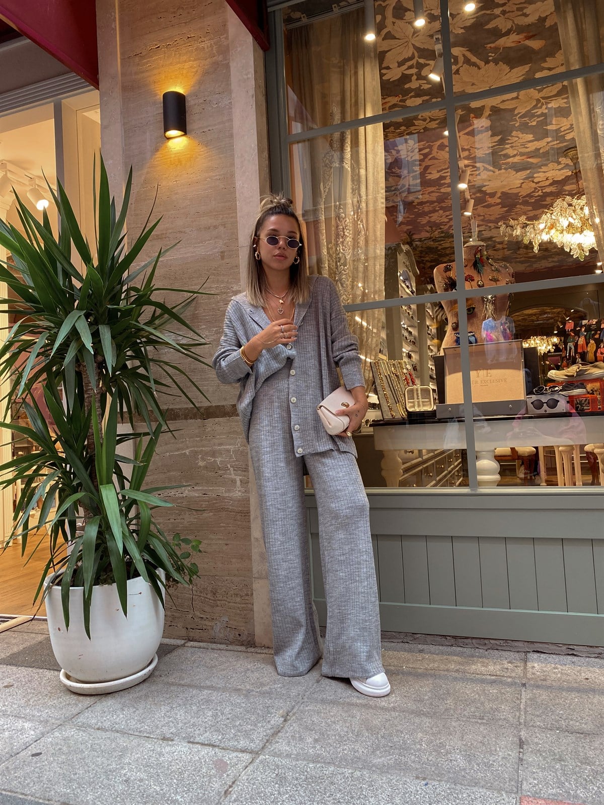 Gri Polo Yaka Triko Takım