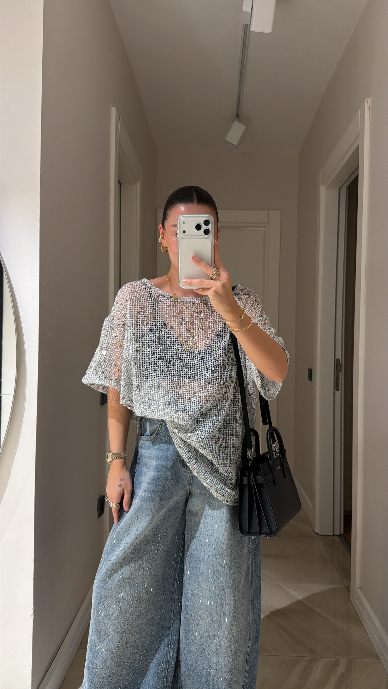 Gri Pul Detaylı Marka Model Bluz