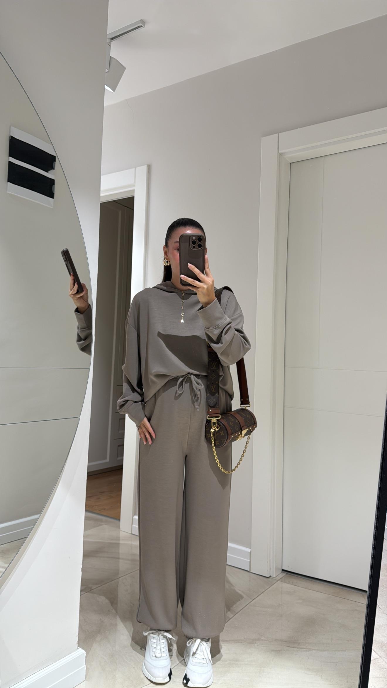 Haki Kapüşonlu Modal Sweat Pantolon Takım 