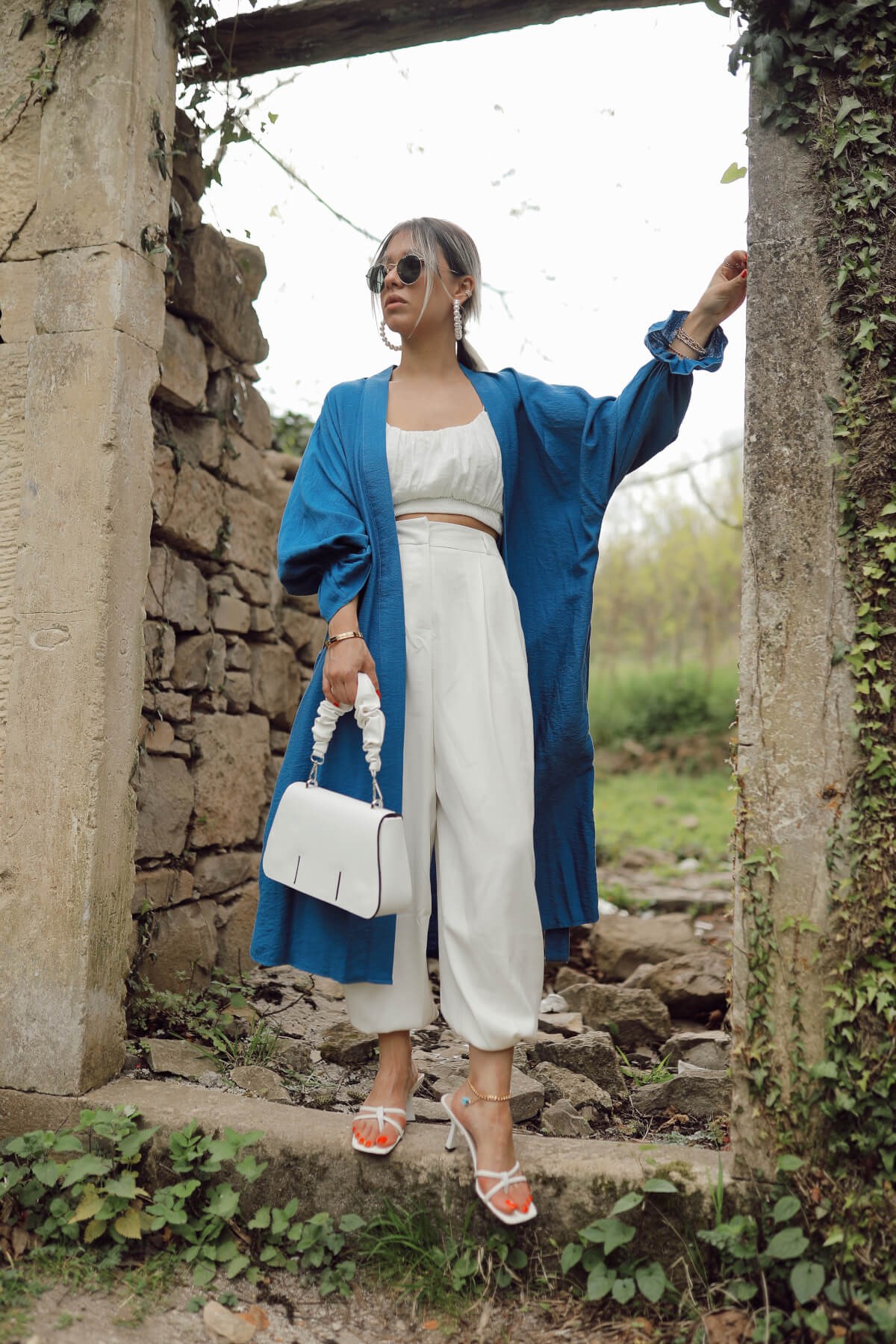 İndigo Kuşaklı Kimono