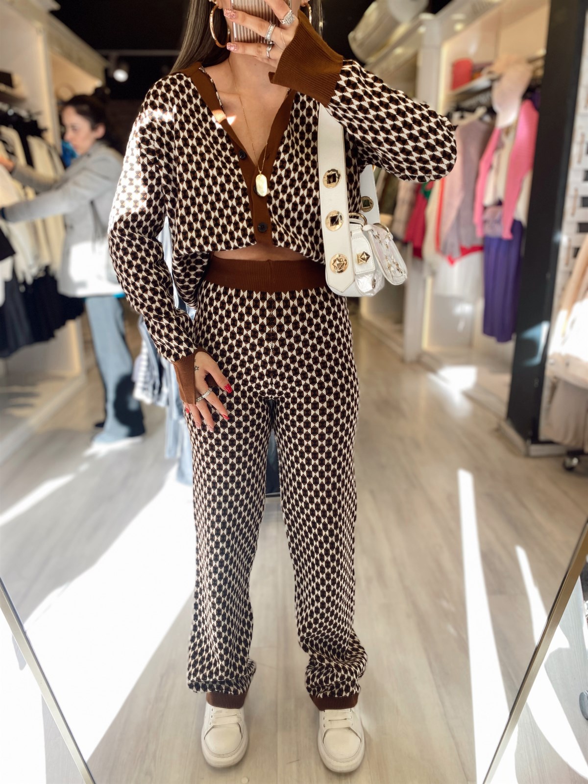 Kahve Bej Desenli Takım