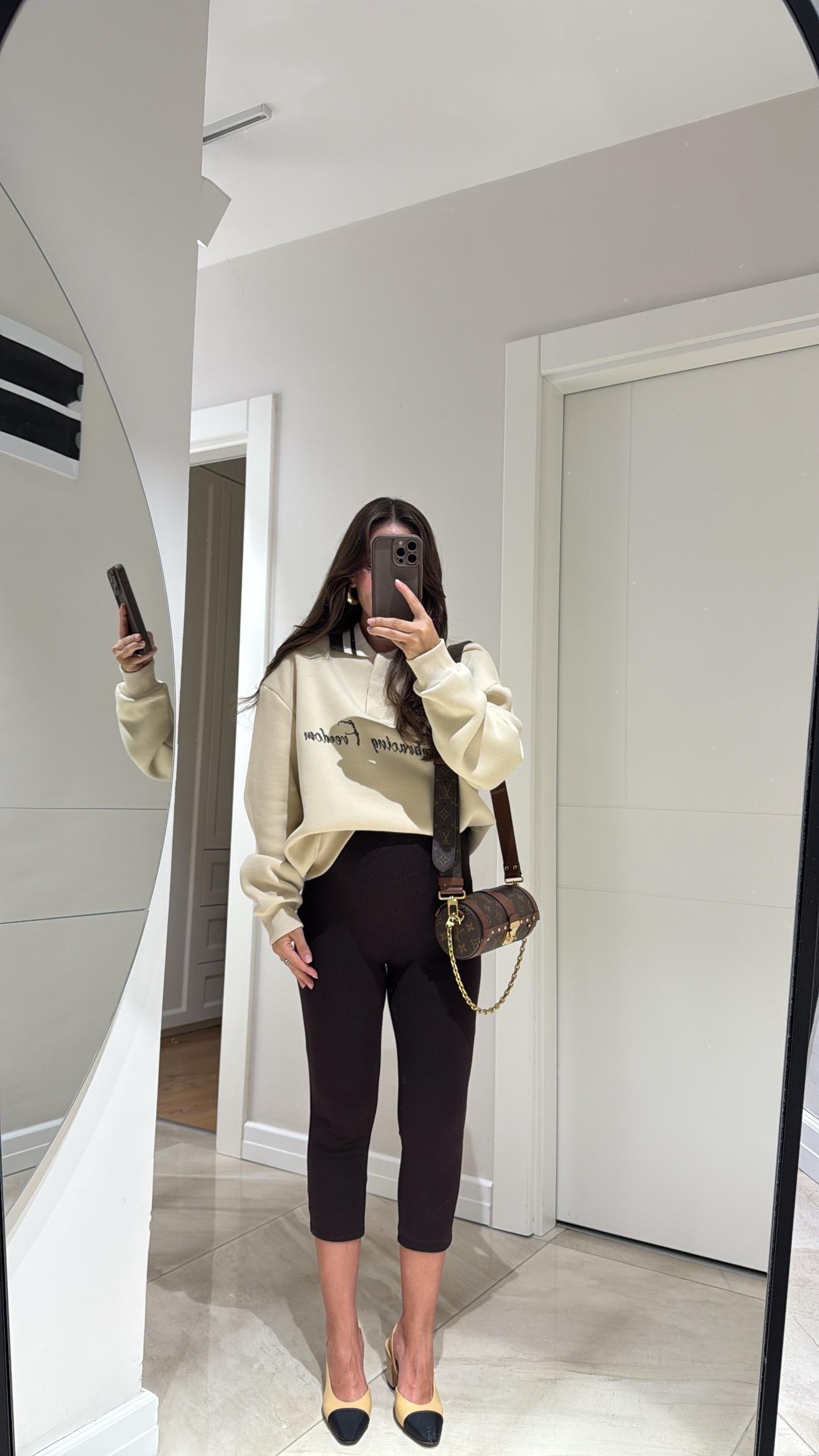 Kahve Beli Lastikli Kapri Tayt