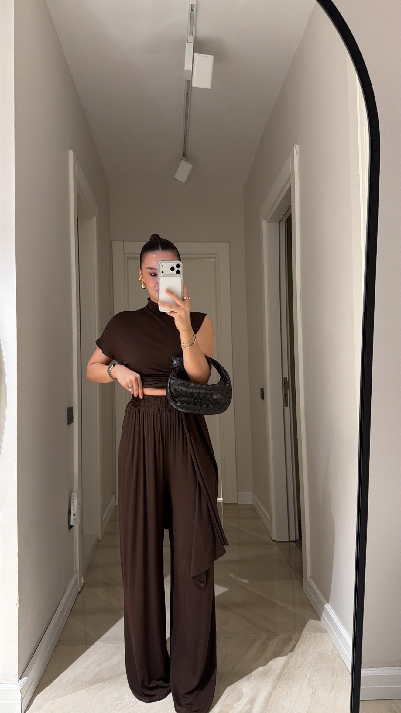 Kahve Beli Bastikli Marka Model Basic Pantolon