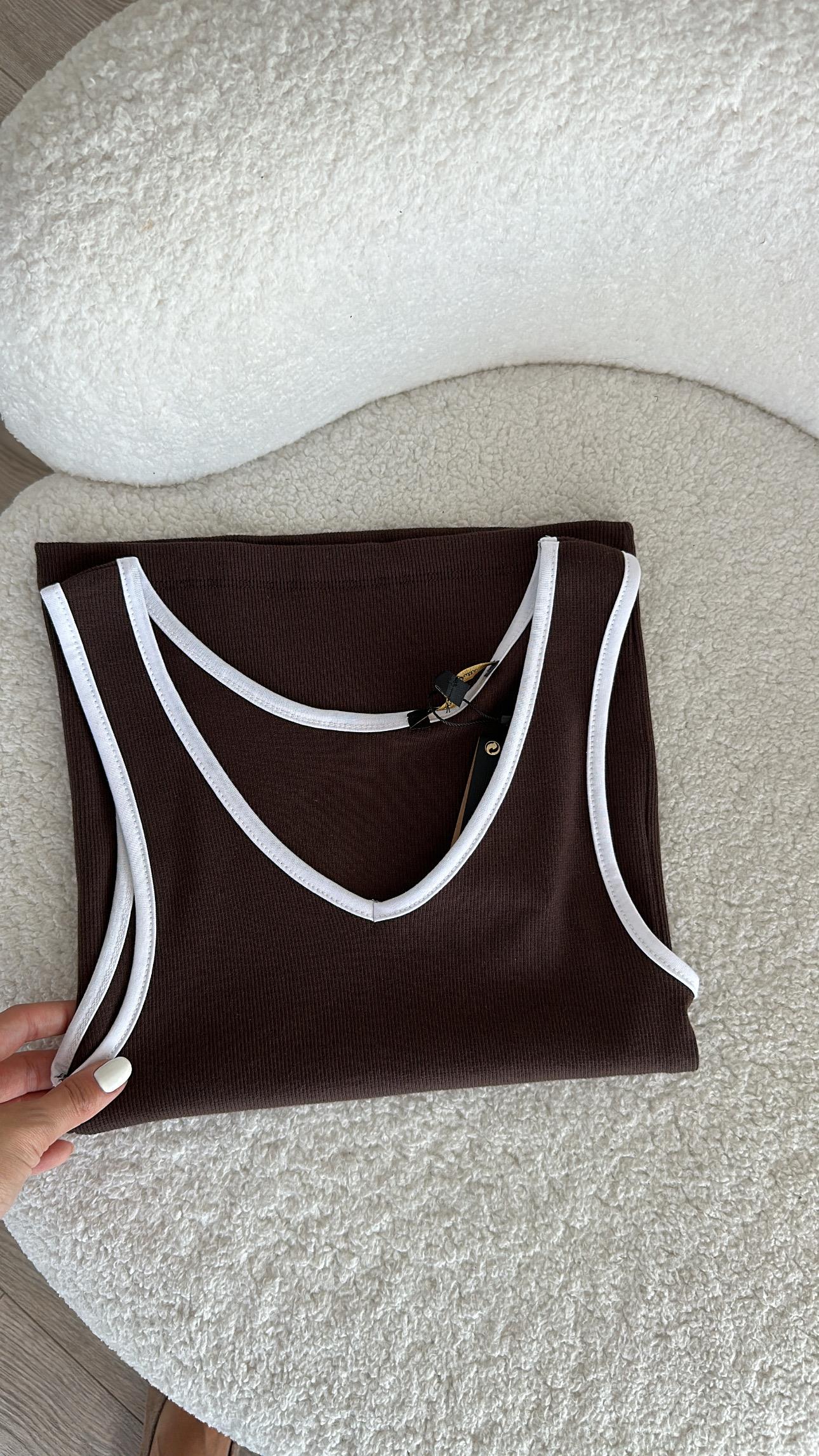 Kahve Beyaz Biyeli Fitilli Marka Model Atlet 