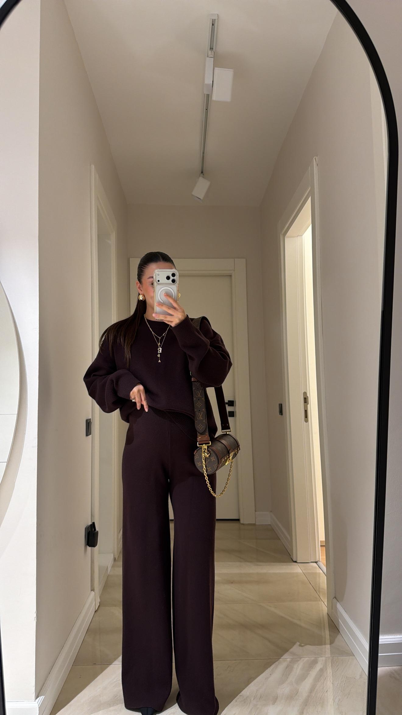 Kahve Bisiklet Yaka Marka Model Triko Takım