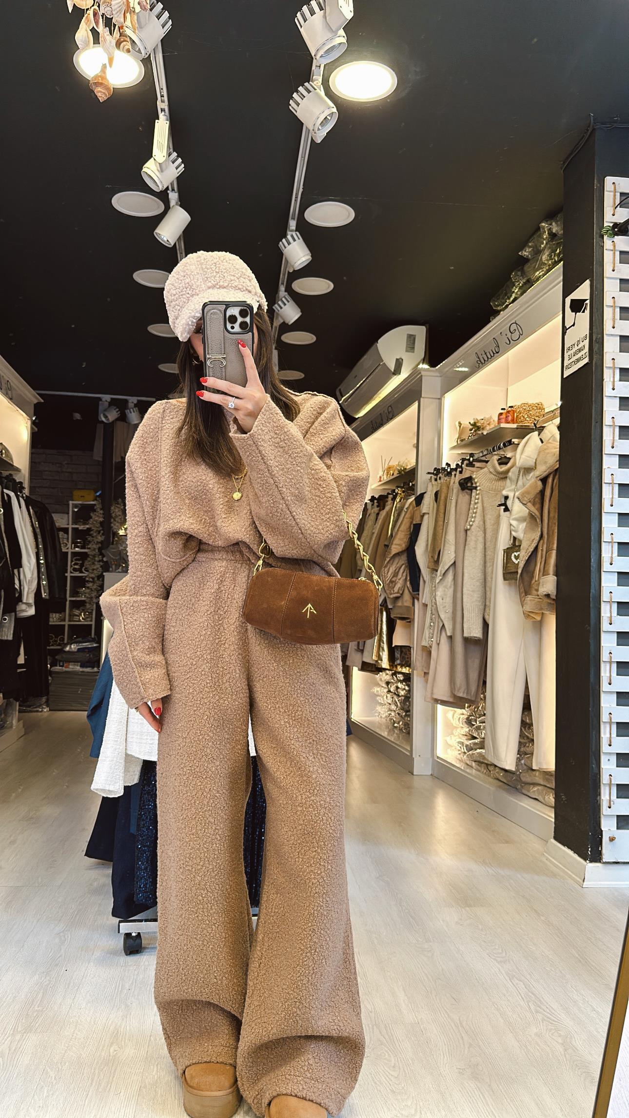 Kahve Buklet Pantolon Takım 