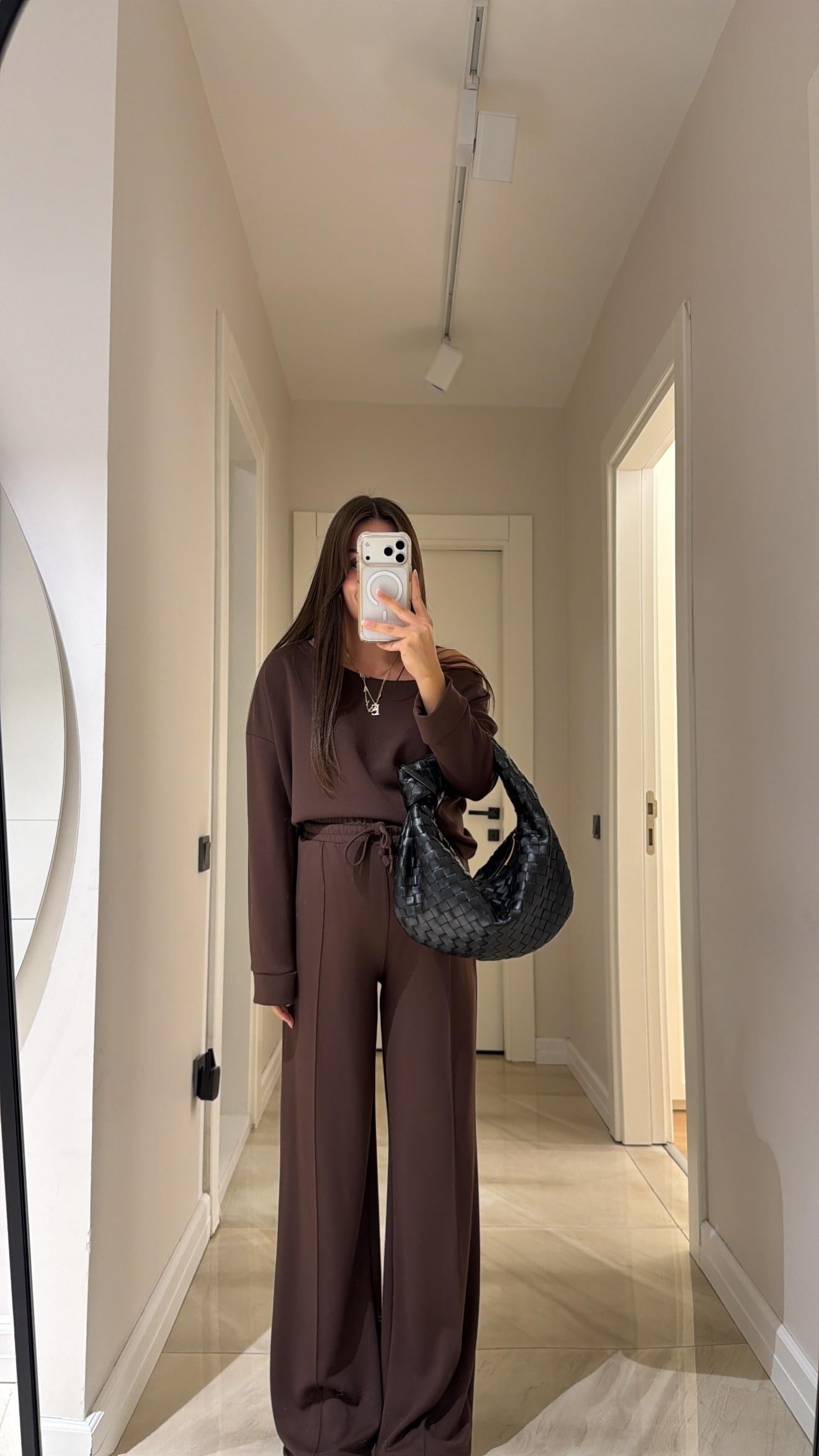 Kahve Kayık Yaka Modal Takım