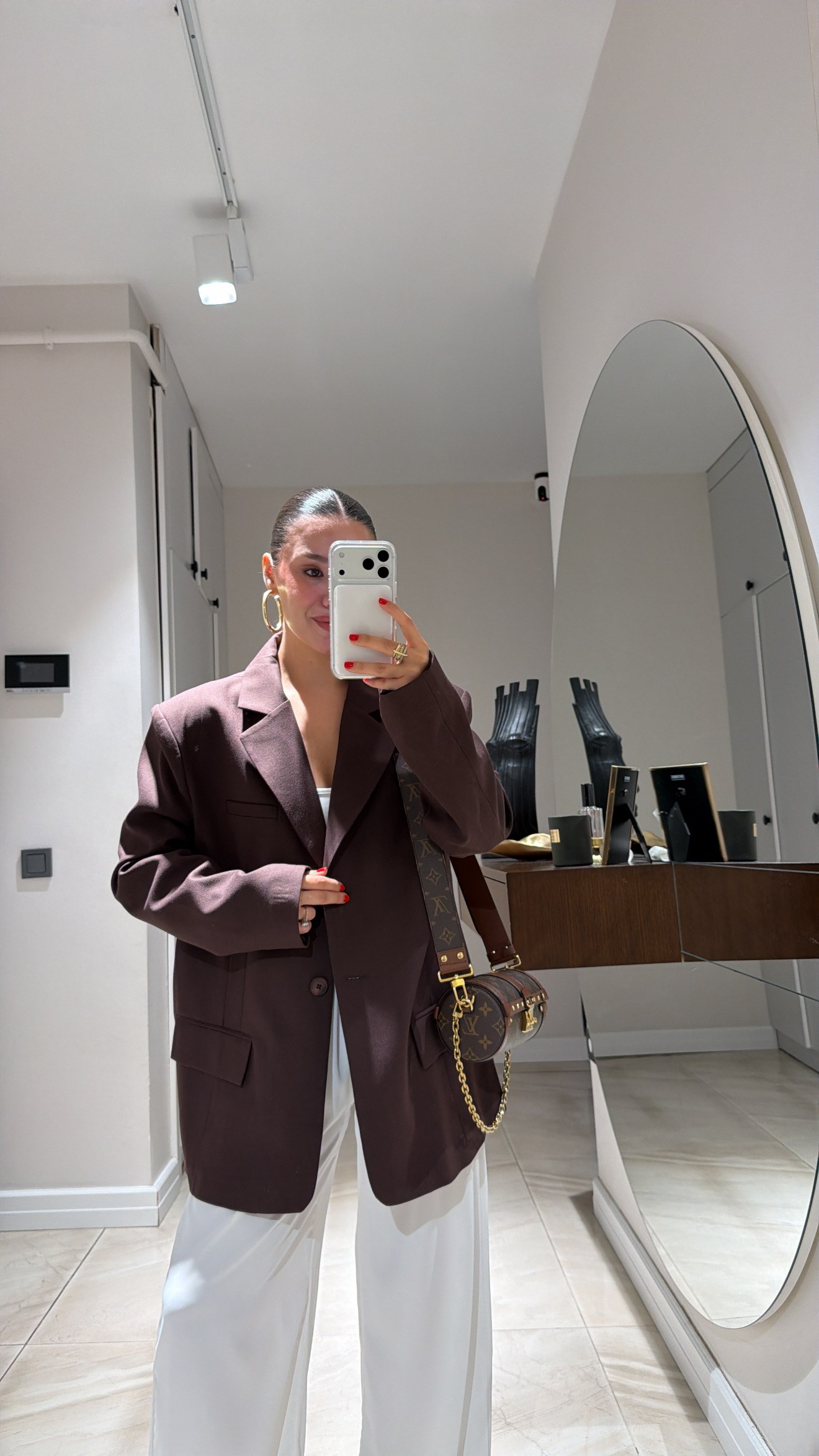 Kahve Ön Dikiş Detaylı Blazer Ceket 