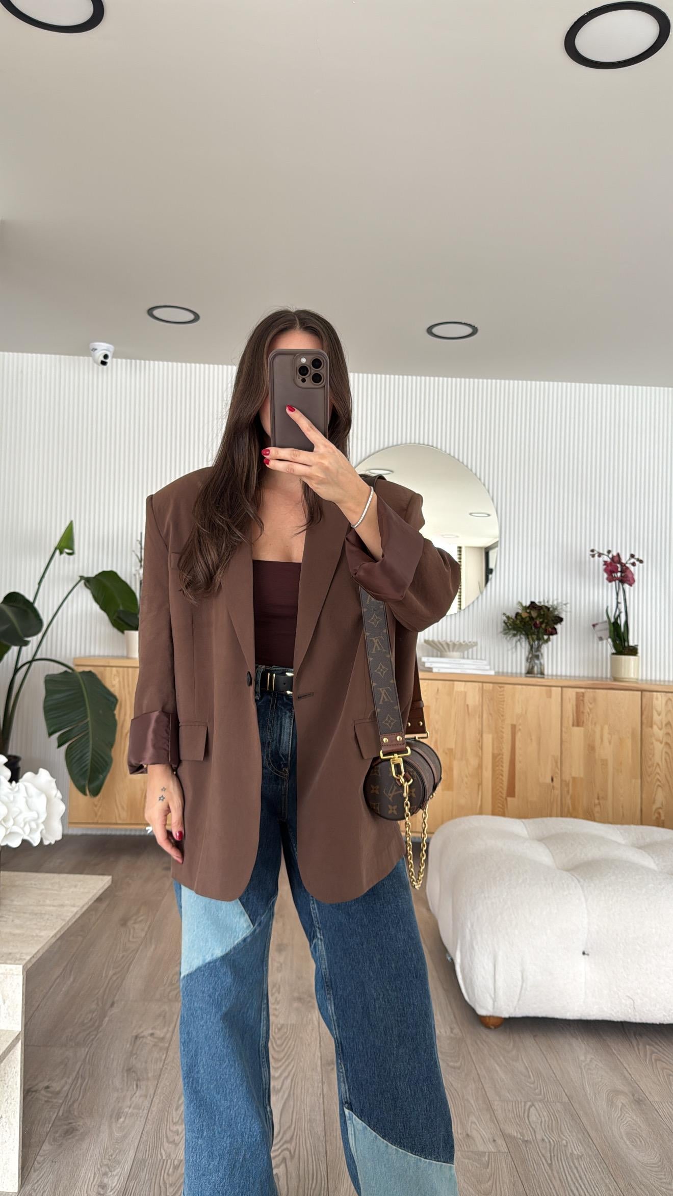 Kahve Oversize Tensel Ceket 