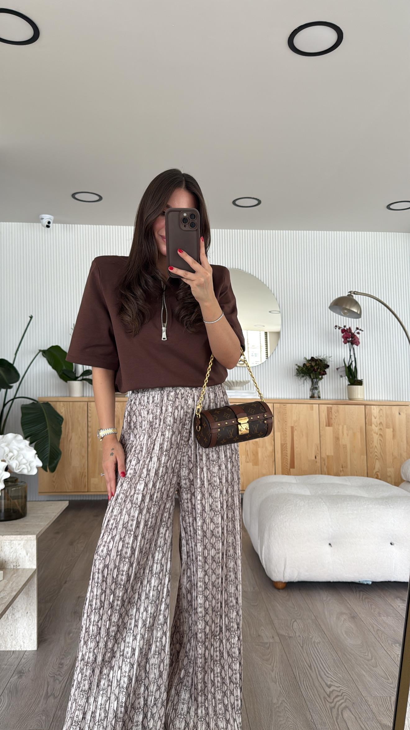 Kahve Polo Yaka Ön Fermuarlı Vatkalı Tshirt 