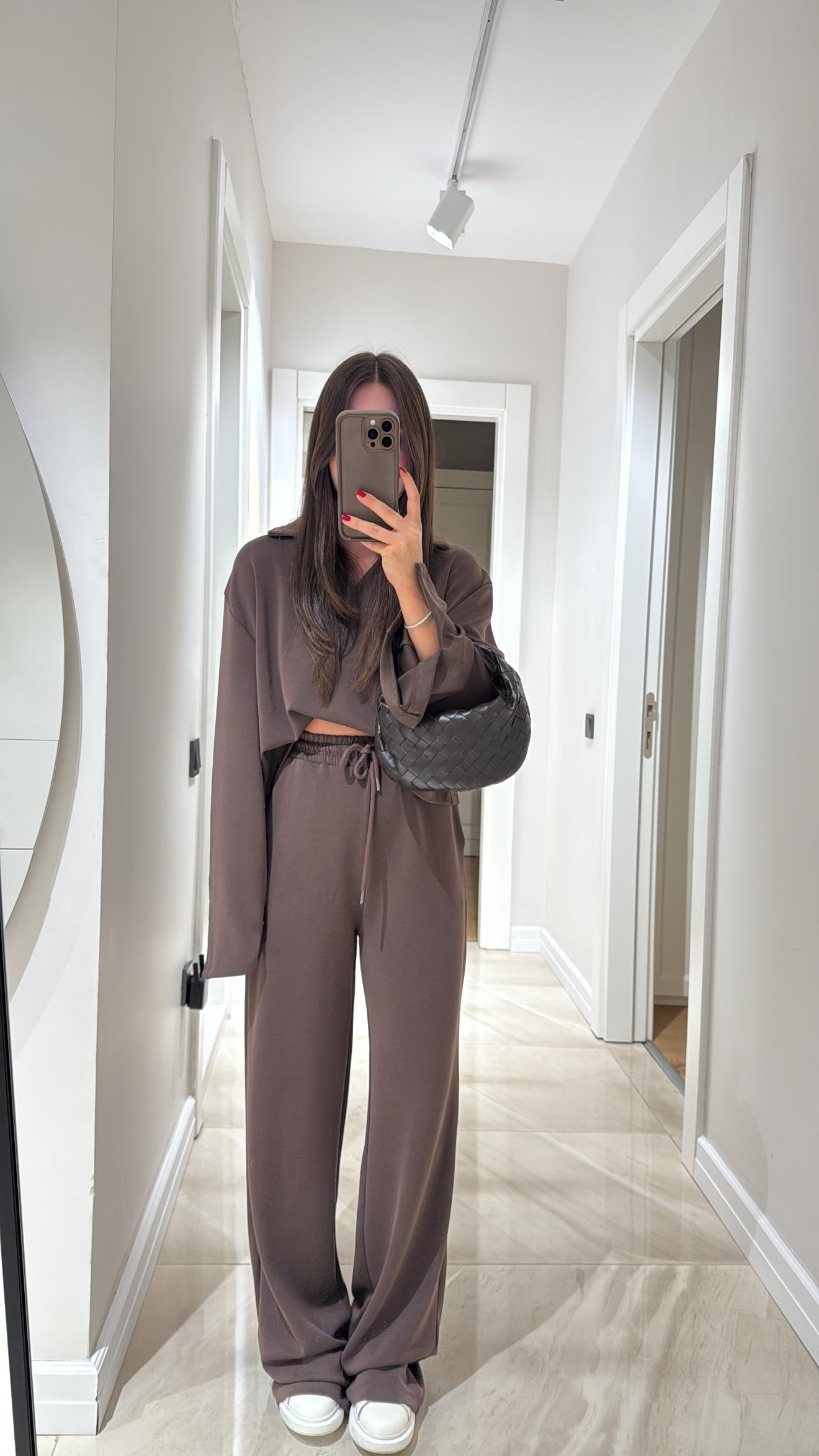 Kahve V Yaka Modal Takım 