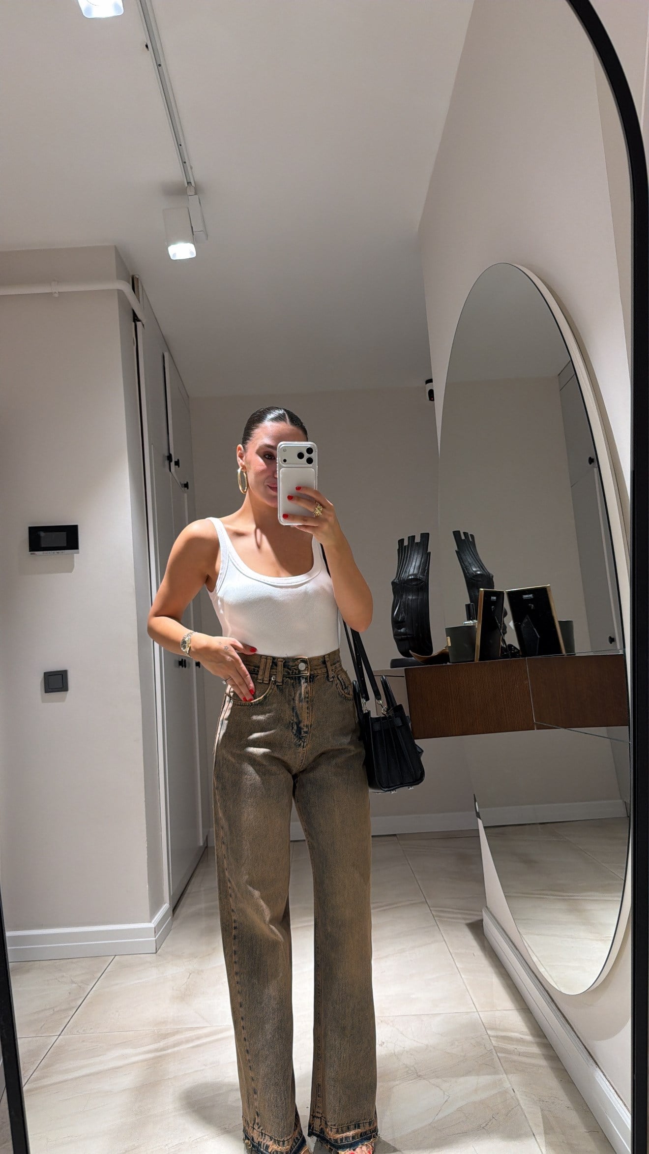 Kahve Vintage Eskitme Straight Jean 