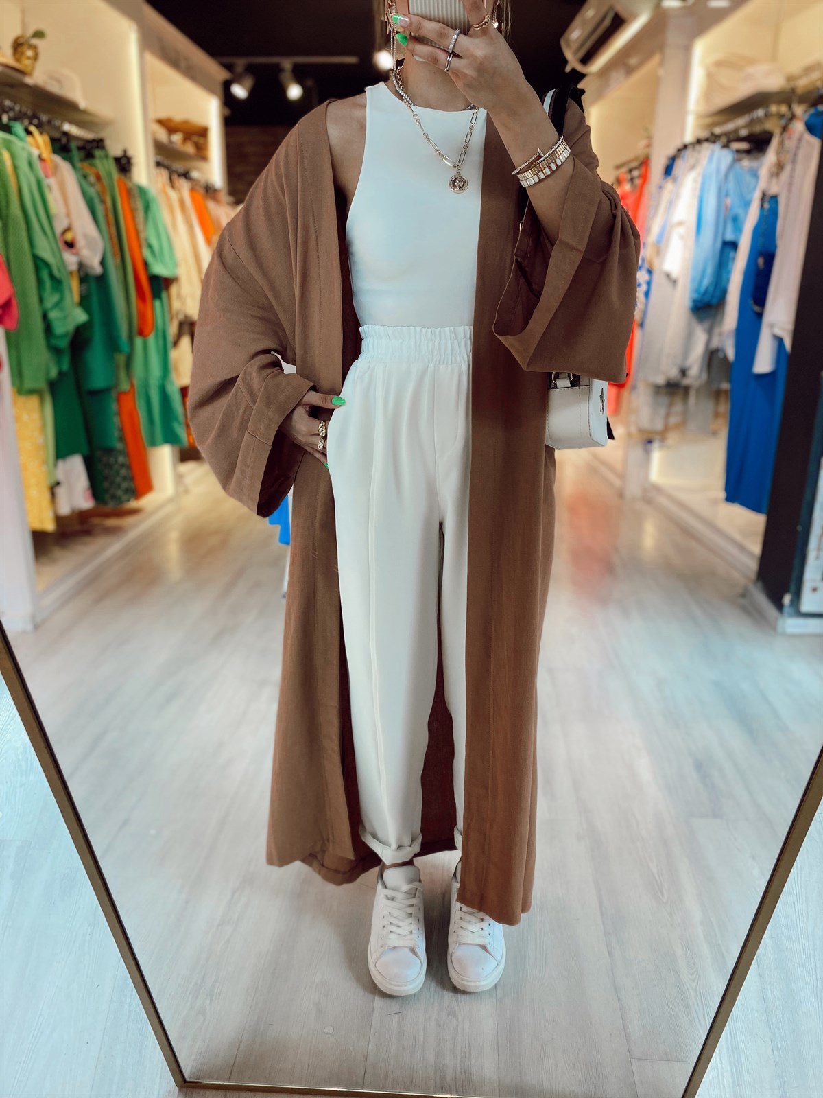 Kahverengi Kemerli Kimono