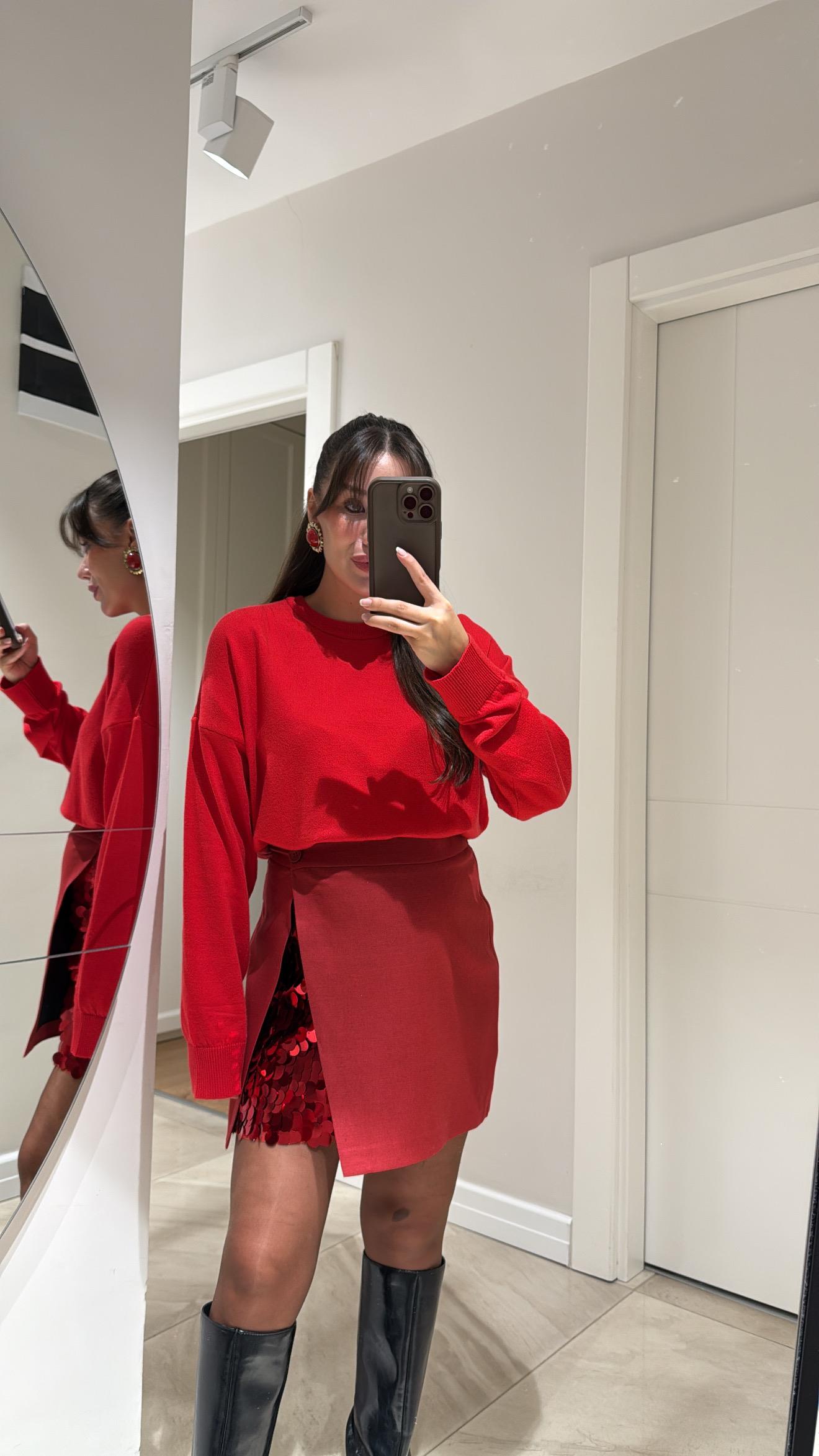 Kırmızı Bisiklet Yaka Marka Model Basic Kazak