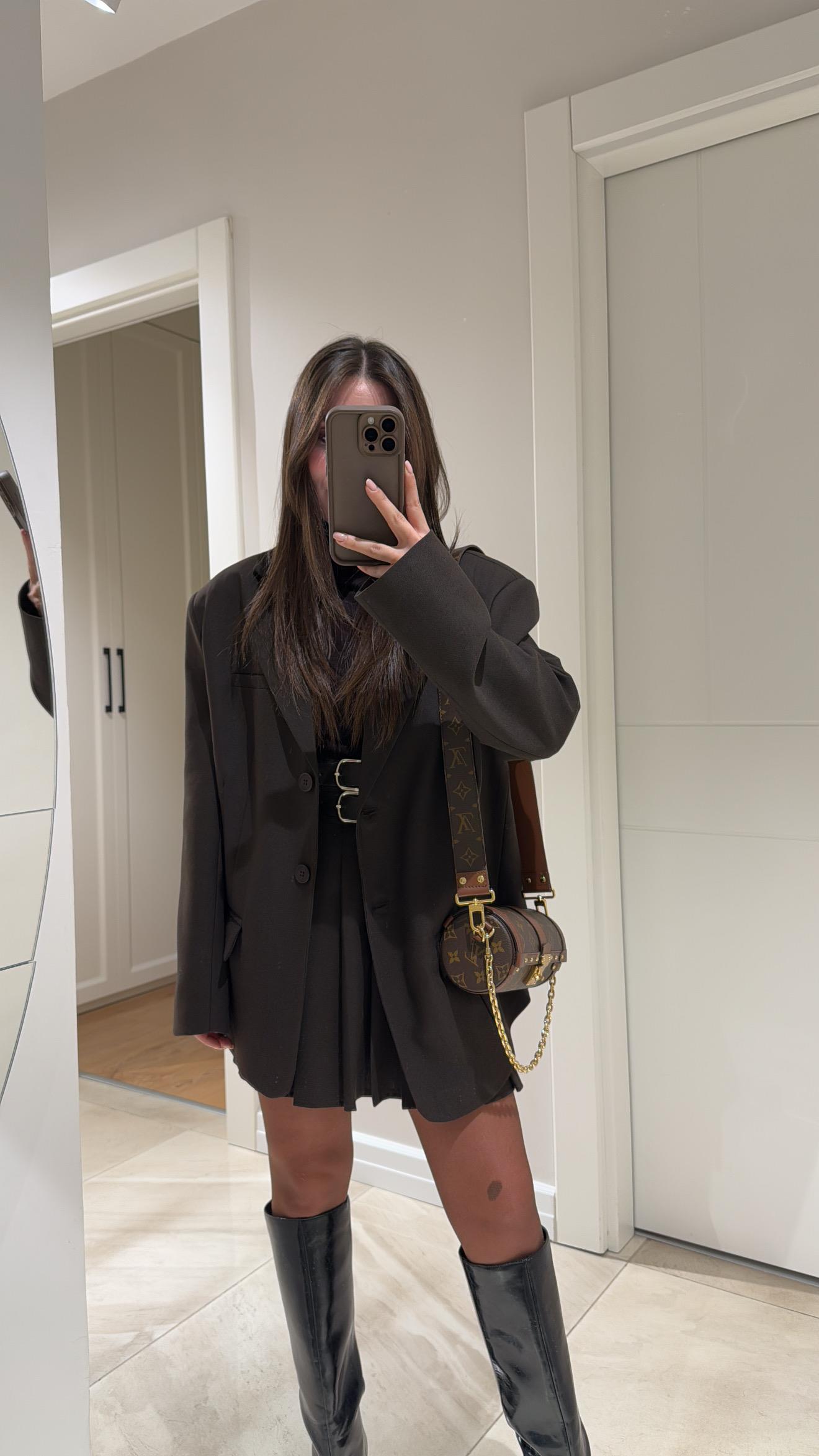 Koyu Kahve Ön Dikiş Detaylı Blazer Ceket 