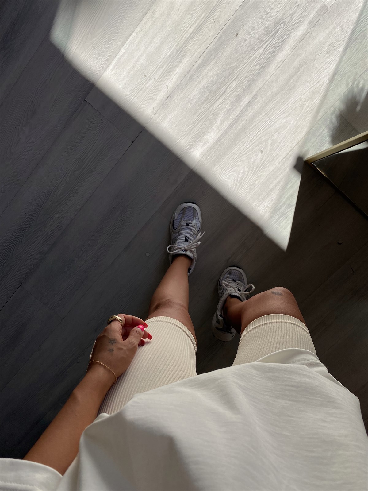 Krem Renk Fitilli Biker Tayt