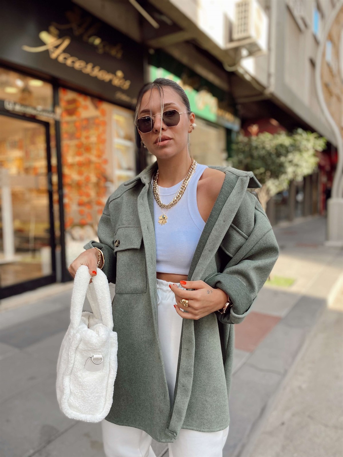 Küf Yeşili Gömlek Ceket