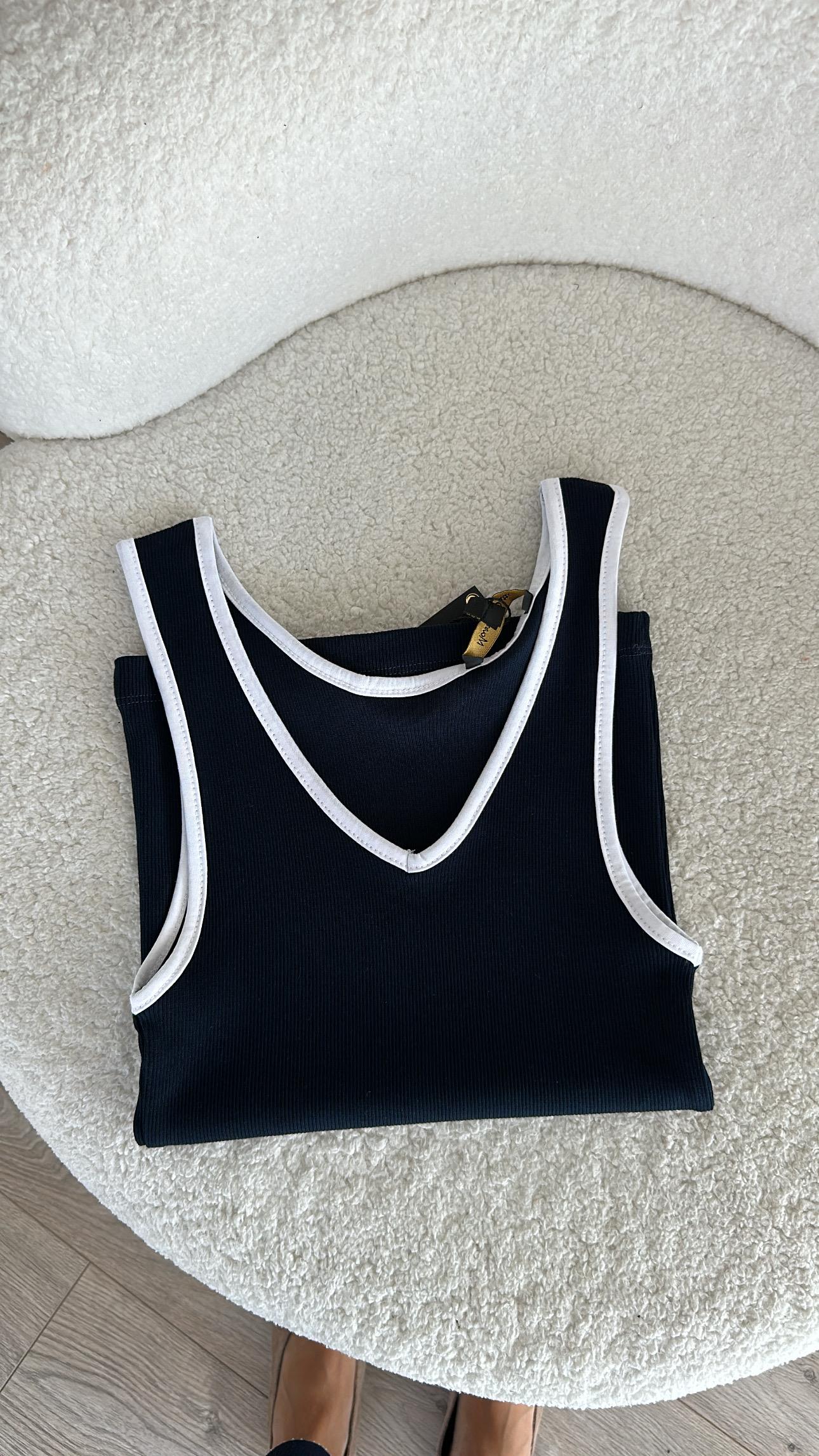 Lacivert Beyaz Biyeli Fitilli Marka Model Atlet 