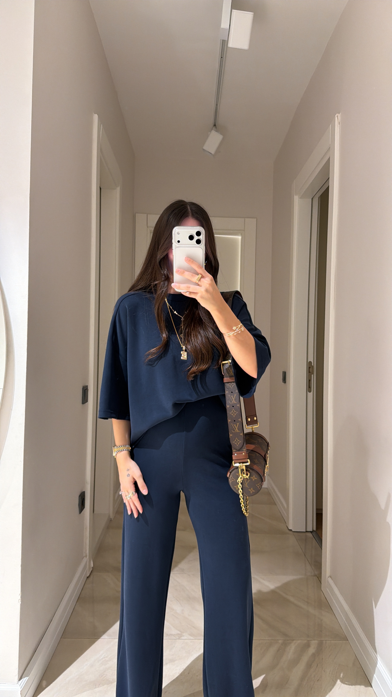 Lacivert Bisiklet Yaka Kısa Kol Marka Model Modal Tişört