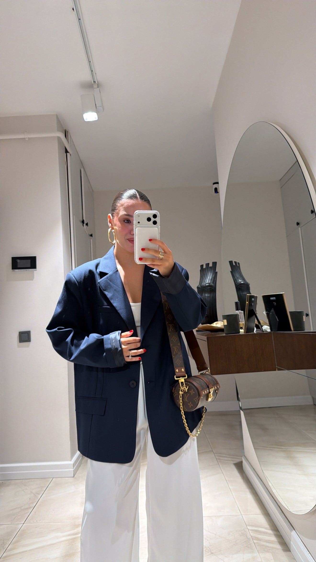 Lacivert Ön Dikiş Detaylı Blazer Ceket 