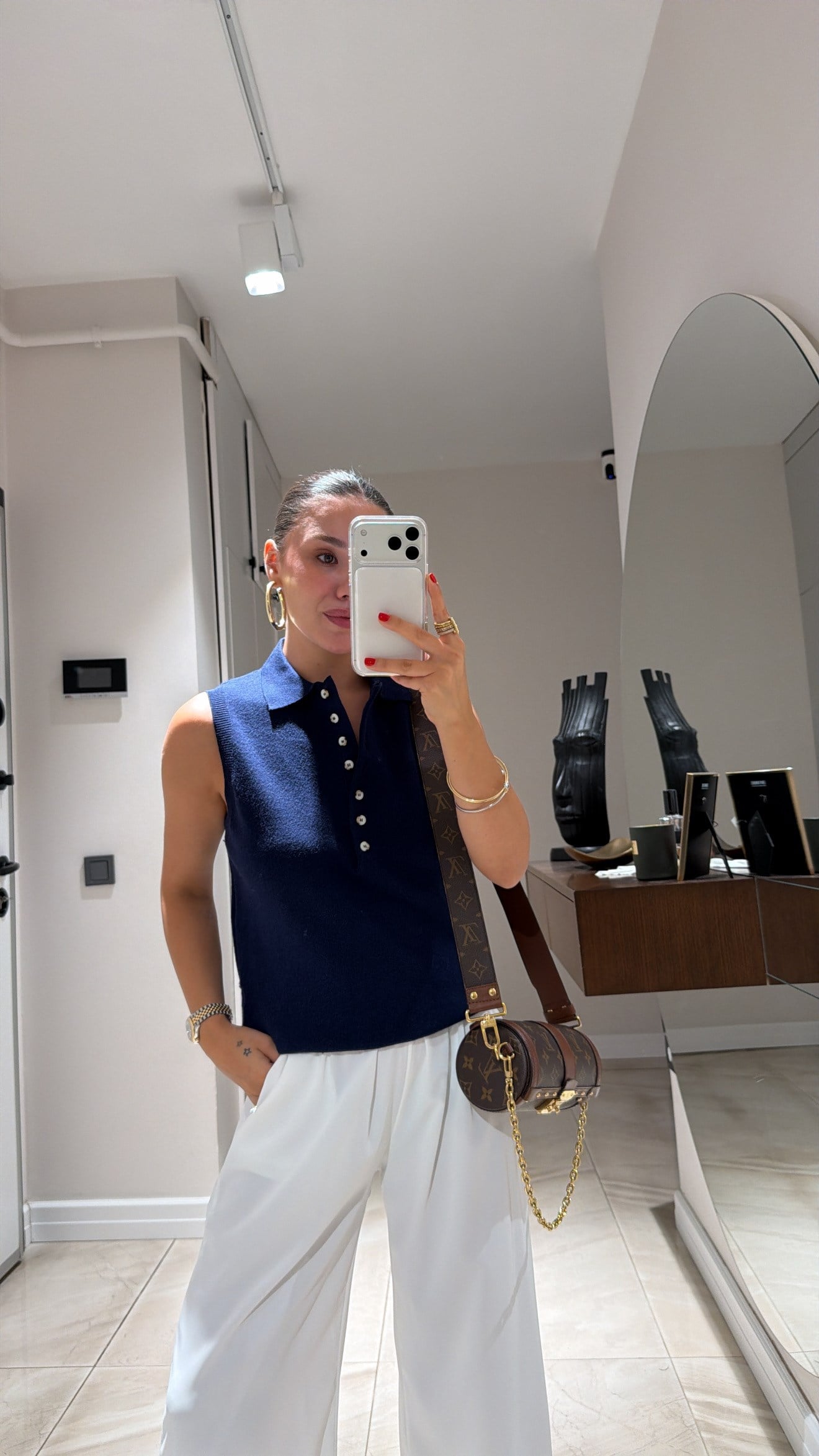 Lacivert Ön Düğmeli Polo Yaka Marka Model Yelek