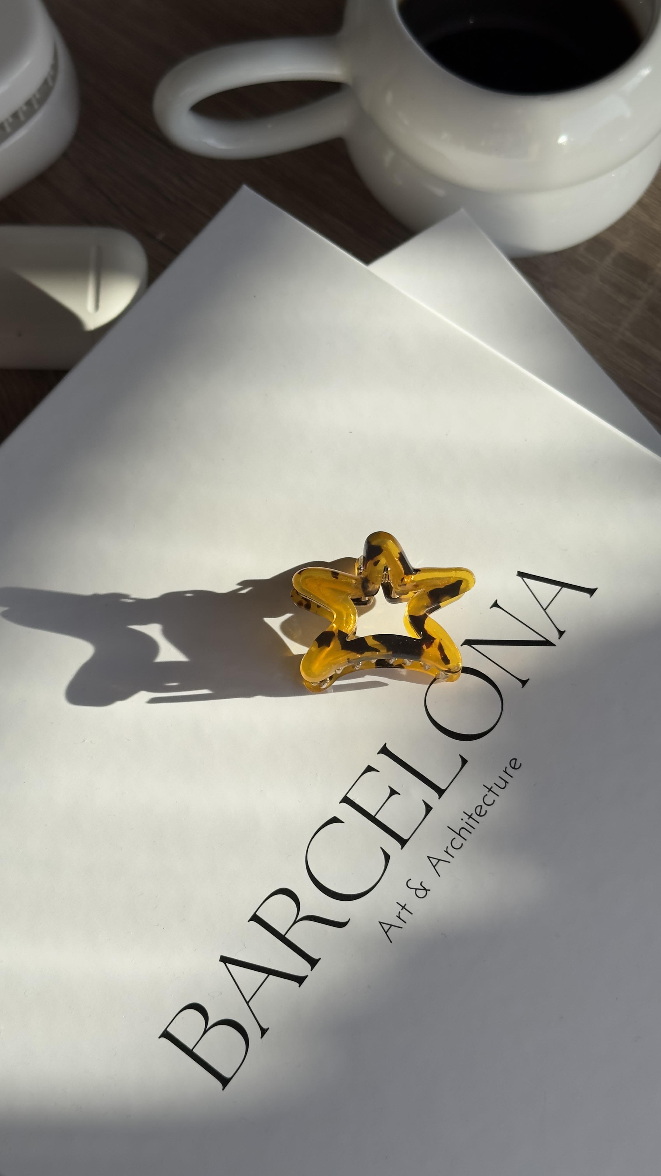 Leopar Desenli Yıldızlı Kemik Mandal Toka 