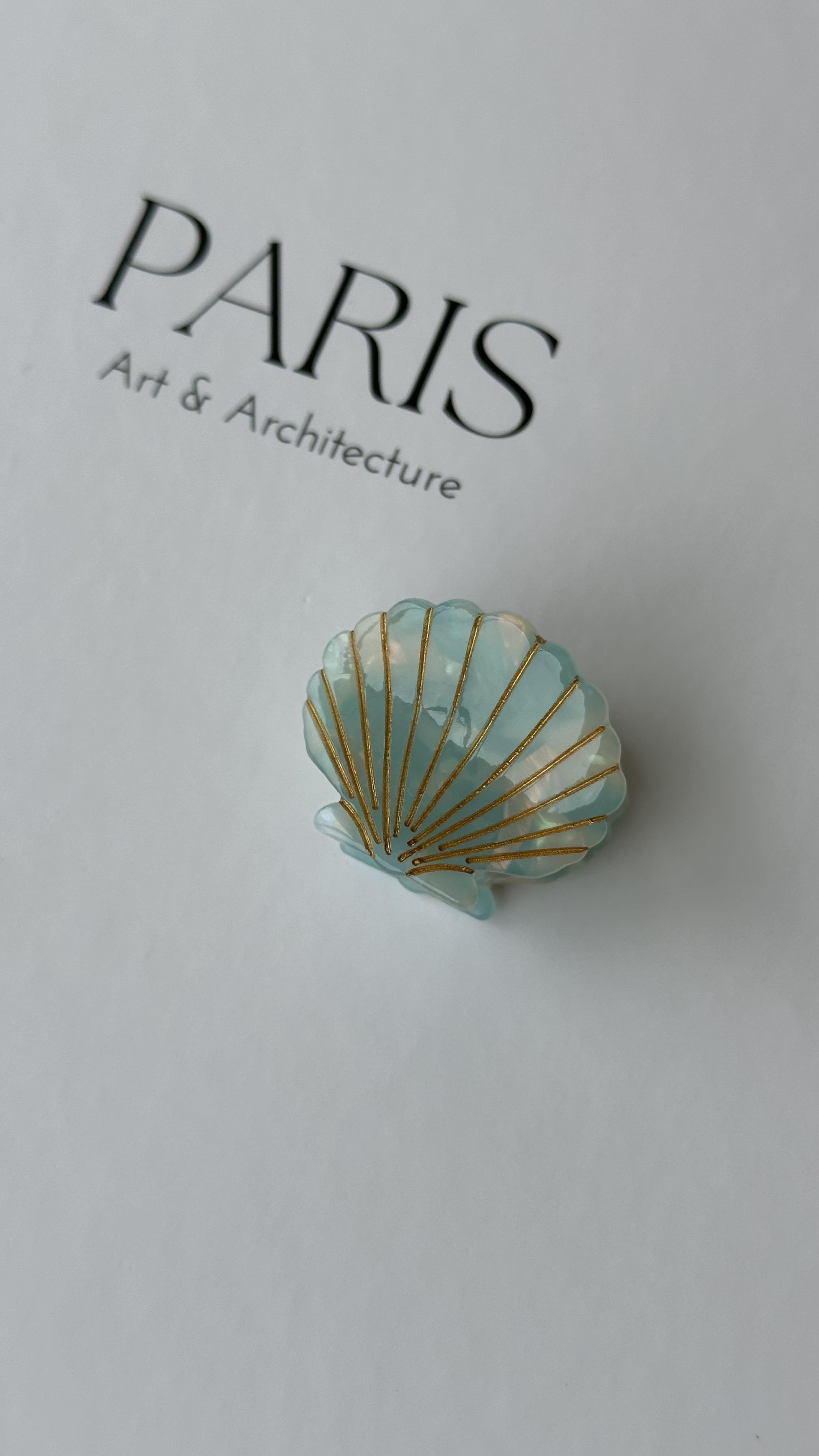 Mavi Camel Çizgili İstiridye Mandal Toka