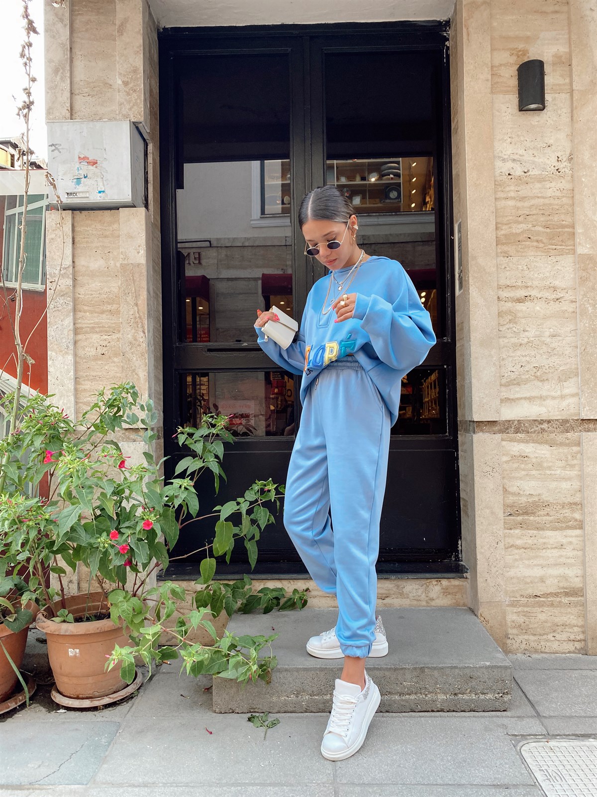 Mavi Colore Yazı İşlemeli Takım