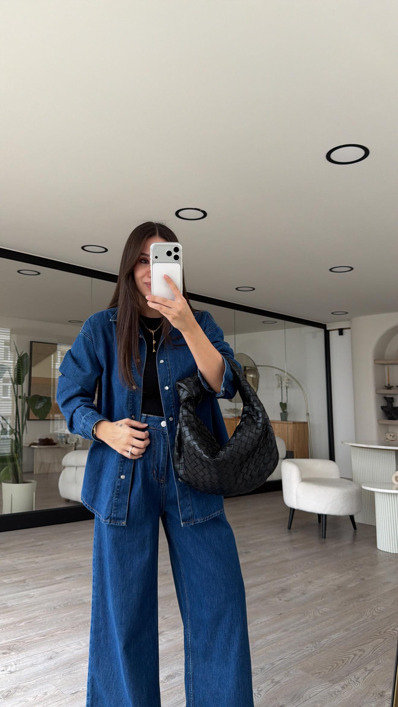 Mavi Ön Çıtçıtlı Denim Gömlek