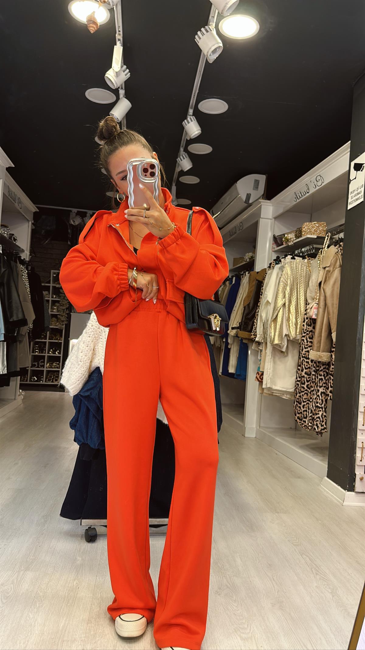 Nar Çiçeği Beli Lastikli Modal Kumaş Bol Paça Pantolon