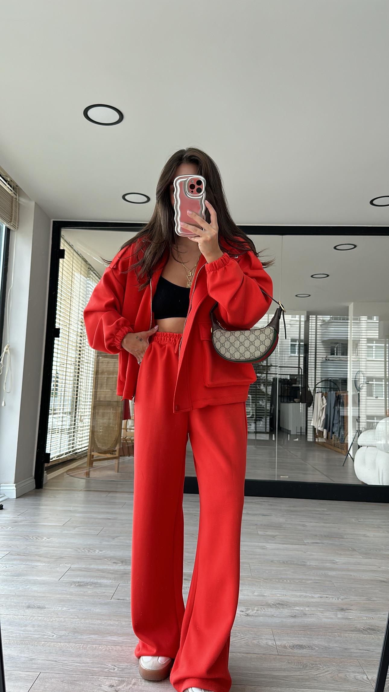 Nar Çiçeği Torba Cepli Modal Takım 