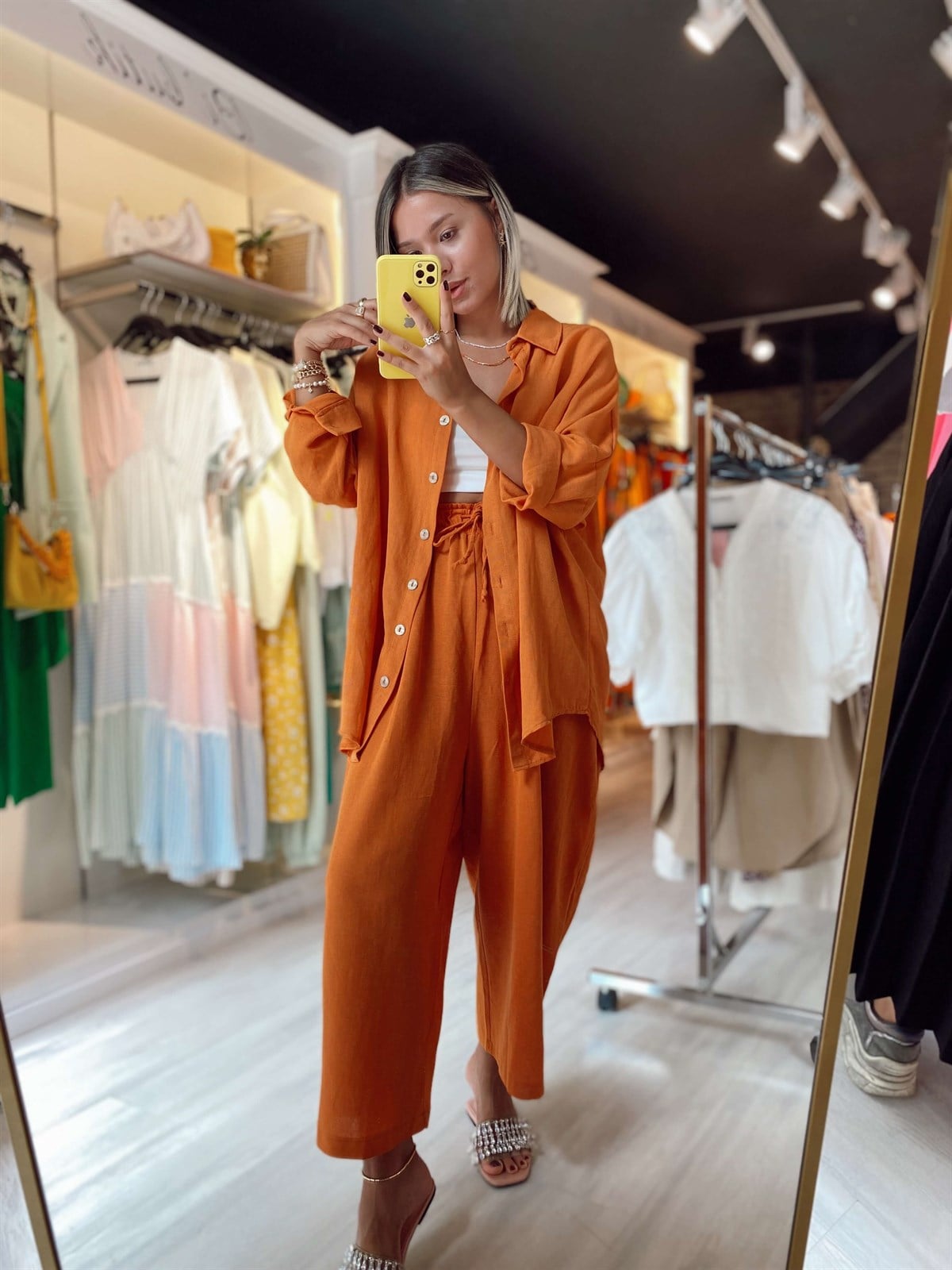 Orange Beli Lastikli Şalvar Pantolon