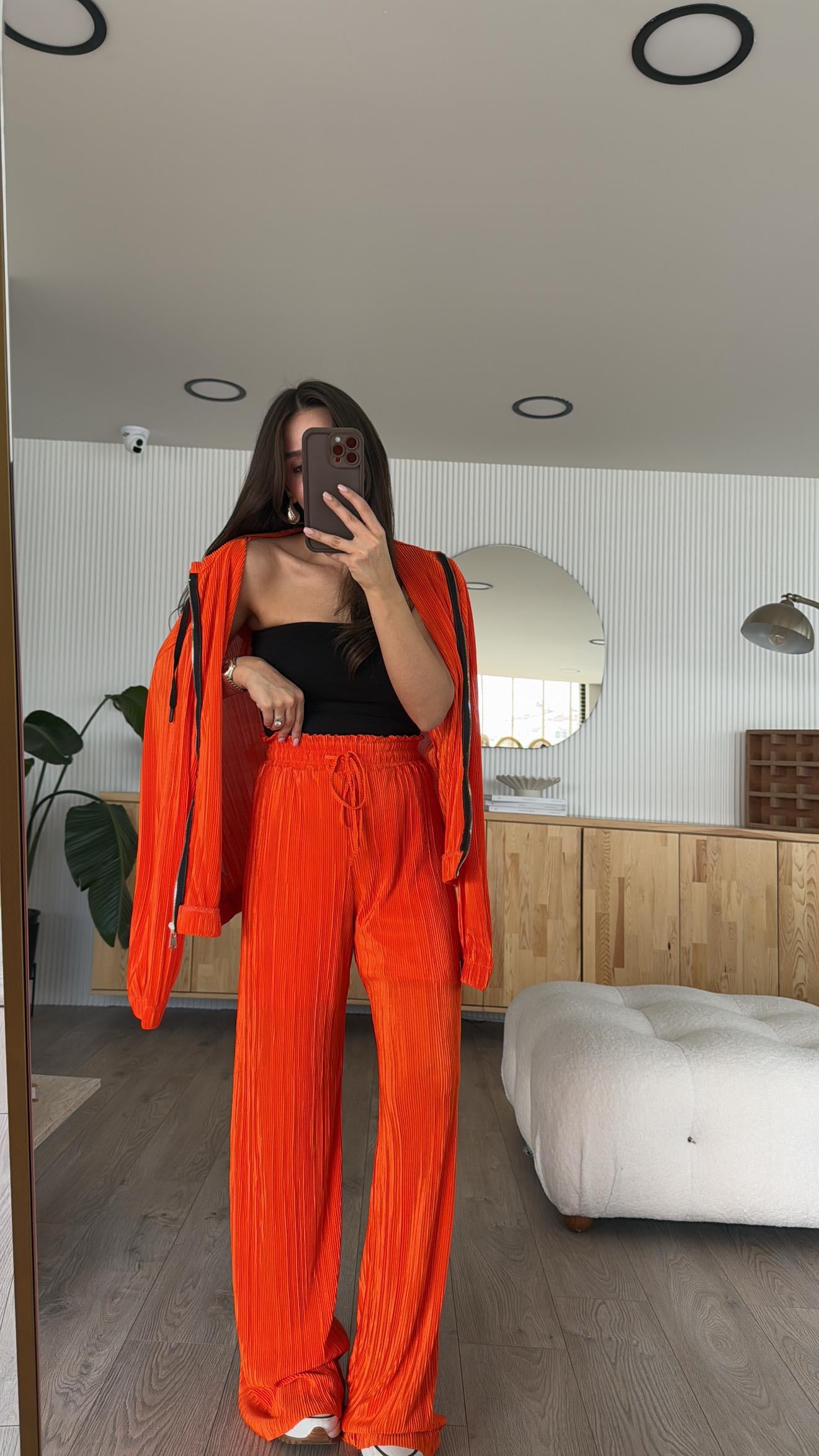 Orange Önü Fermuarlı Krinkıl Takım 
