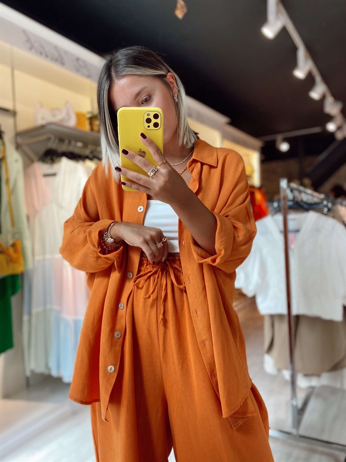 Orange Oversize Gömlek
