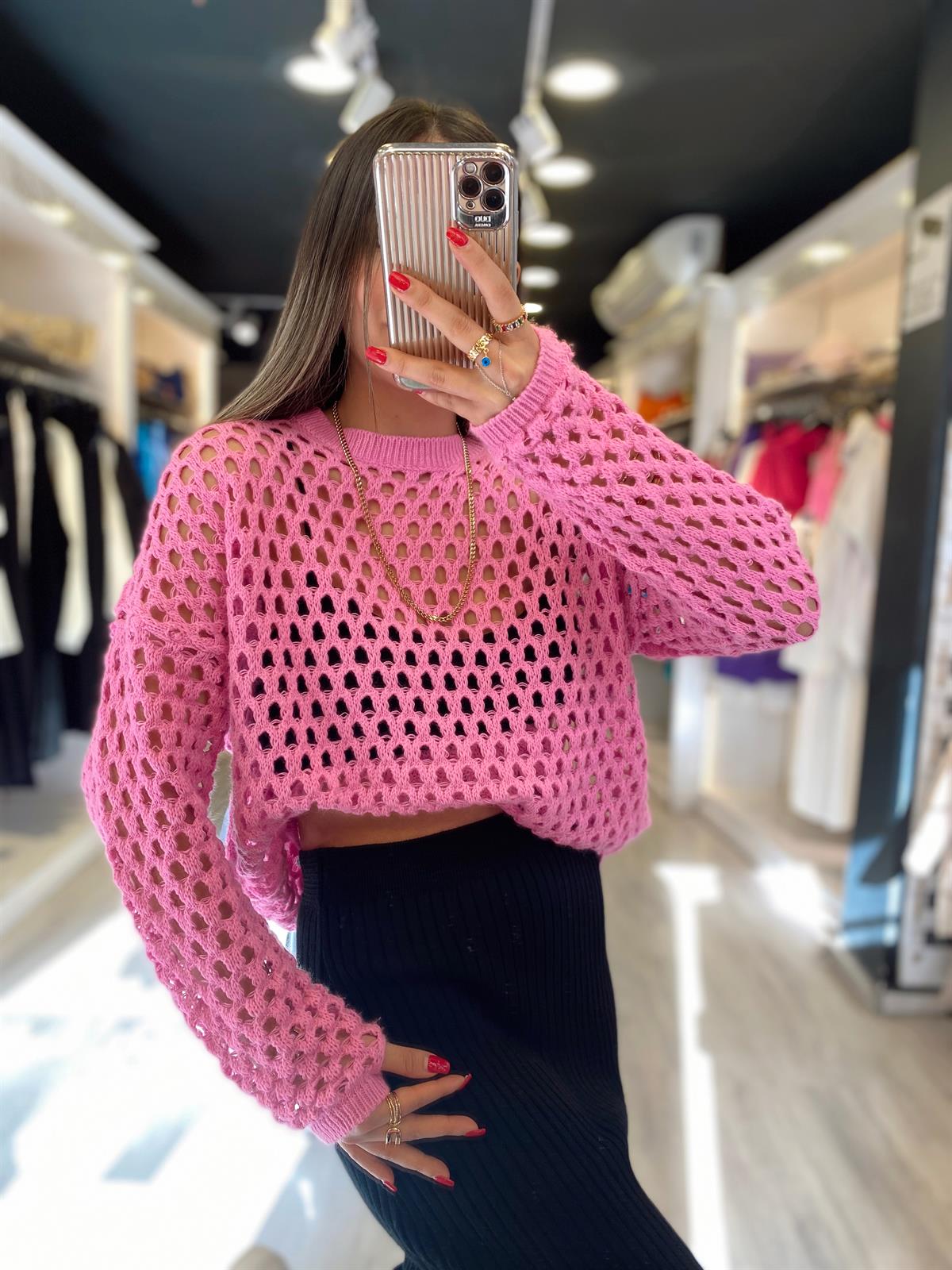 Pembe Bisiklet Yaka Merserize