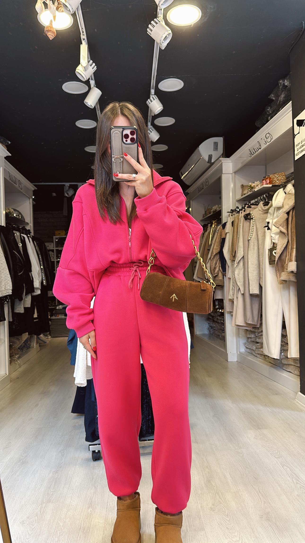 Pembe Fermuarlı Şardonlu Takım