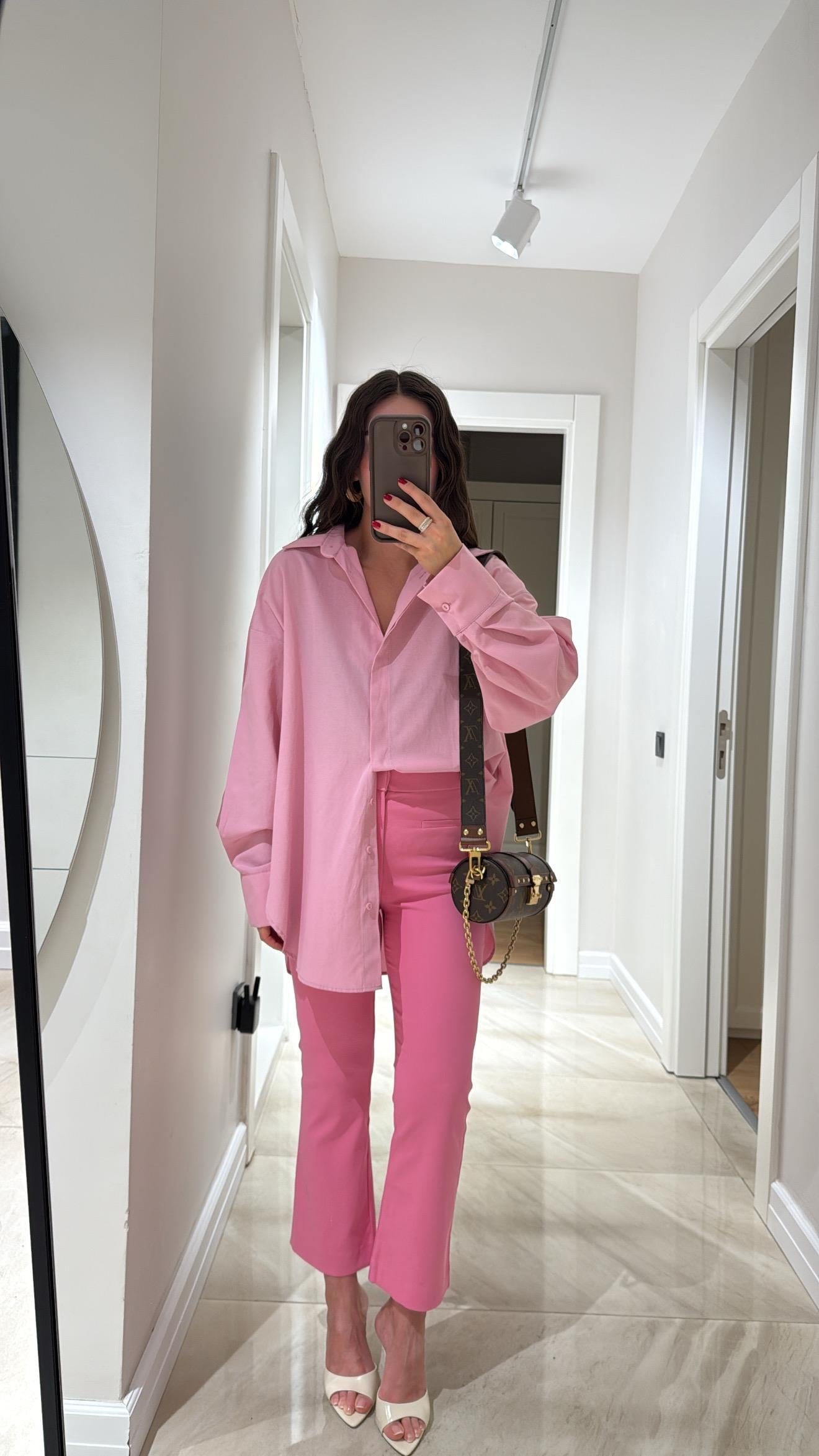 Pembe Flare Bilek Boy Pantolon 