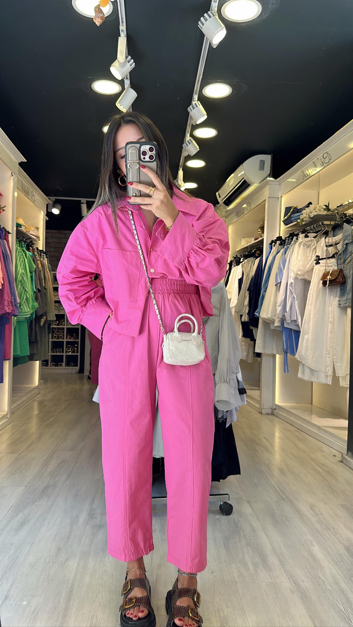 Pembe Gömlek Şalvar Takım 