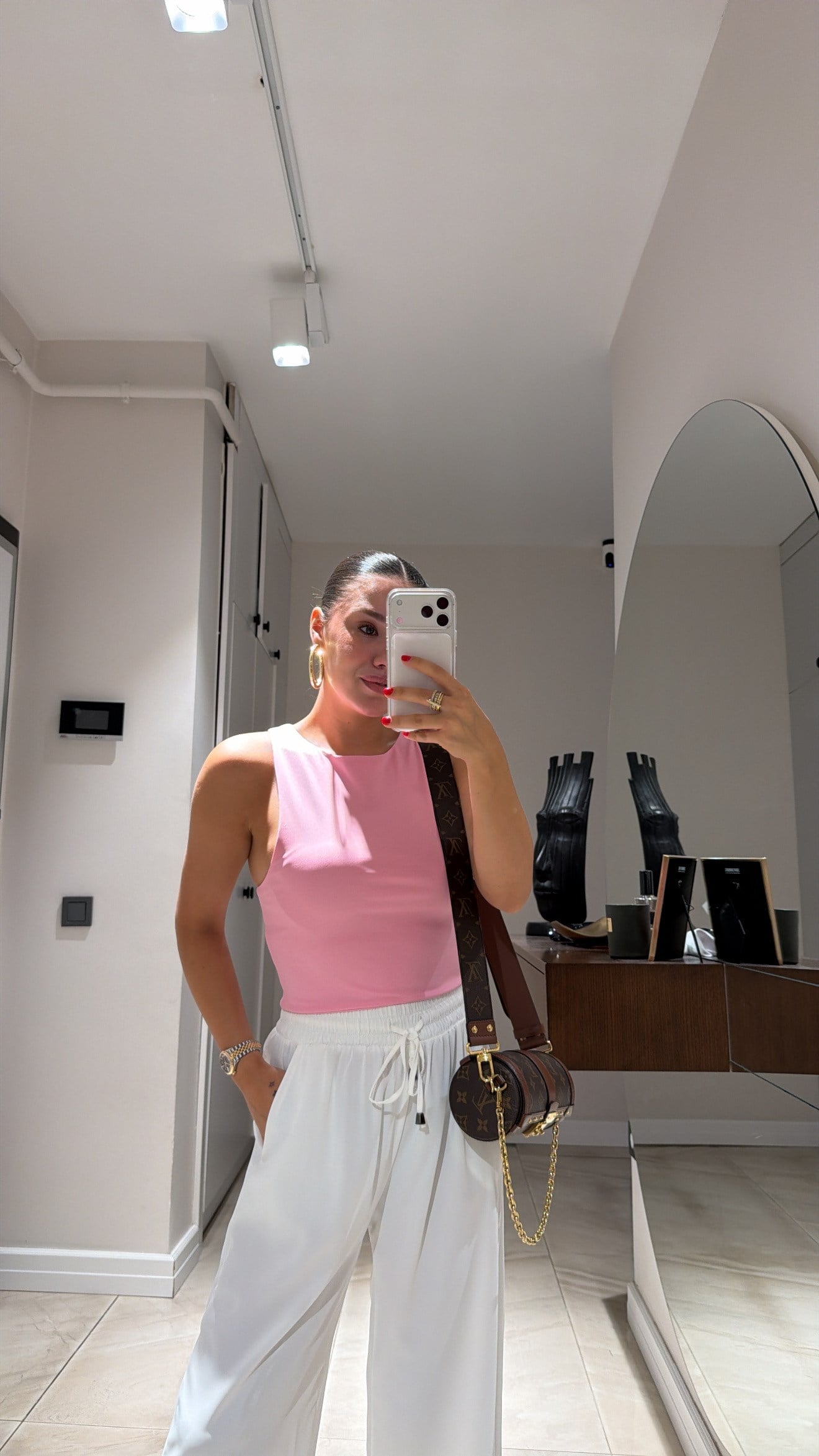 Pembe Halter Yaka Crop Bluz 