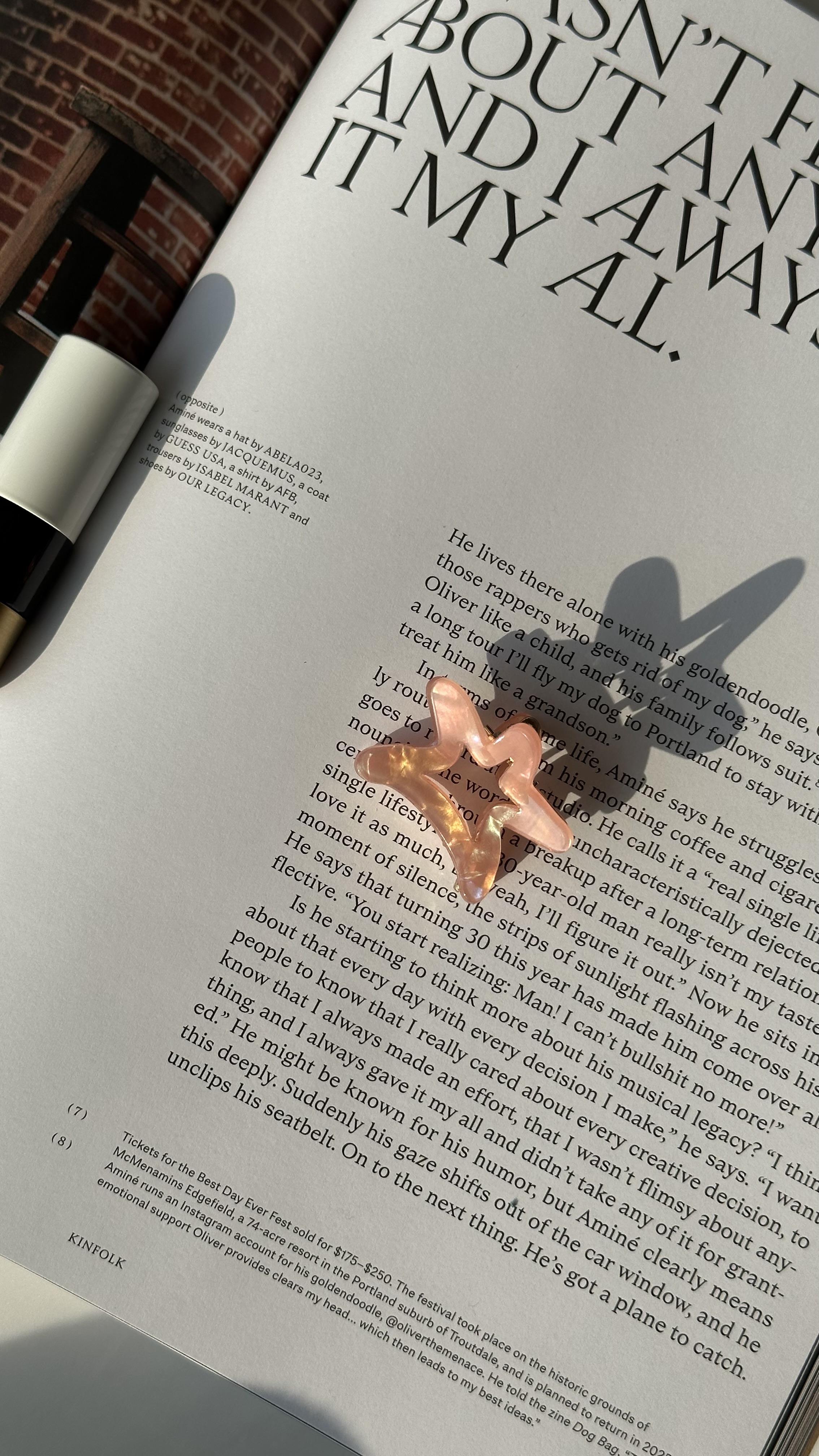 Pembe  Hologramlı Yıldızlı Mandal Toka