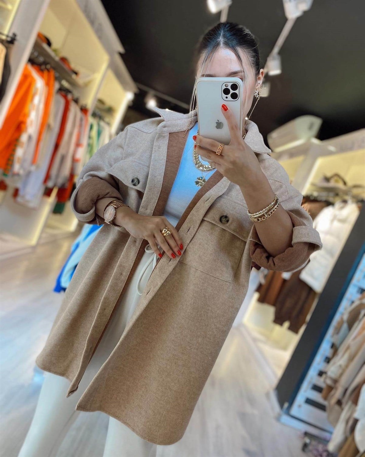 Pudra Renk Gömlek Ceket