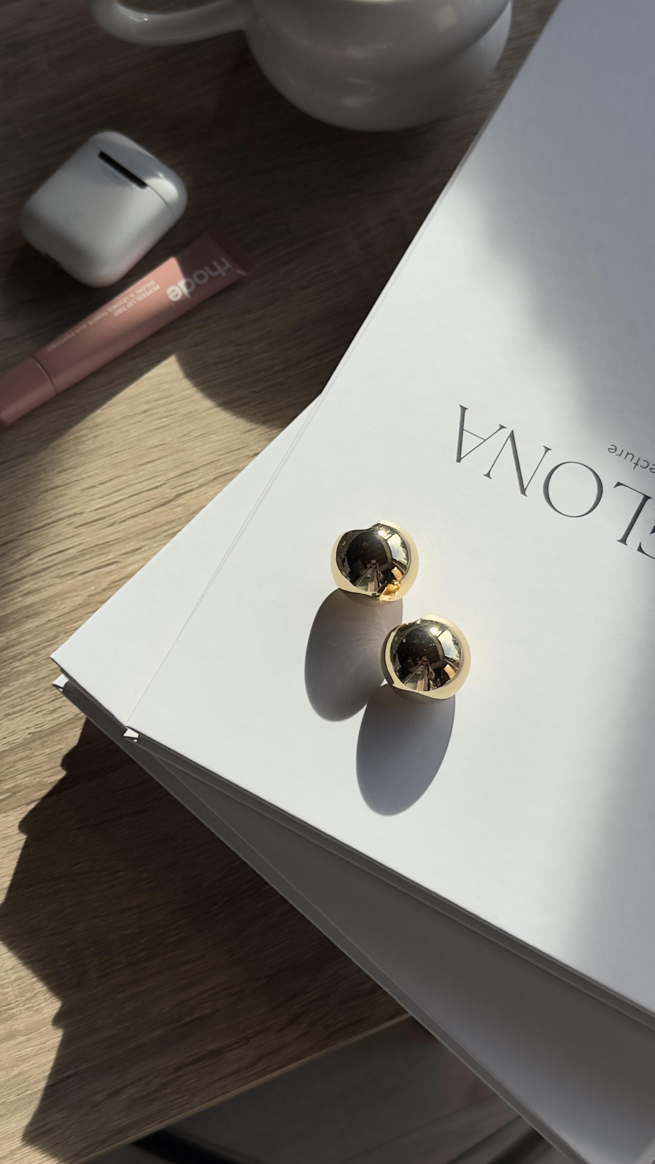 Rose Gold Bombeli Kesik Daire Küpe