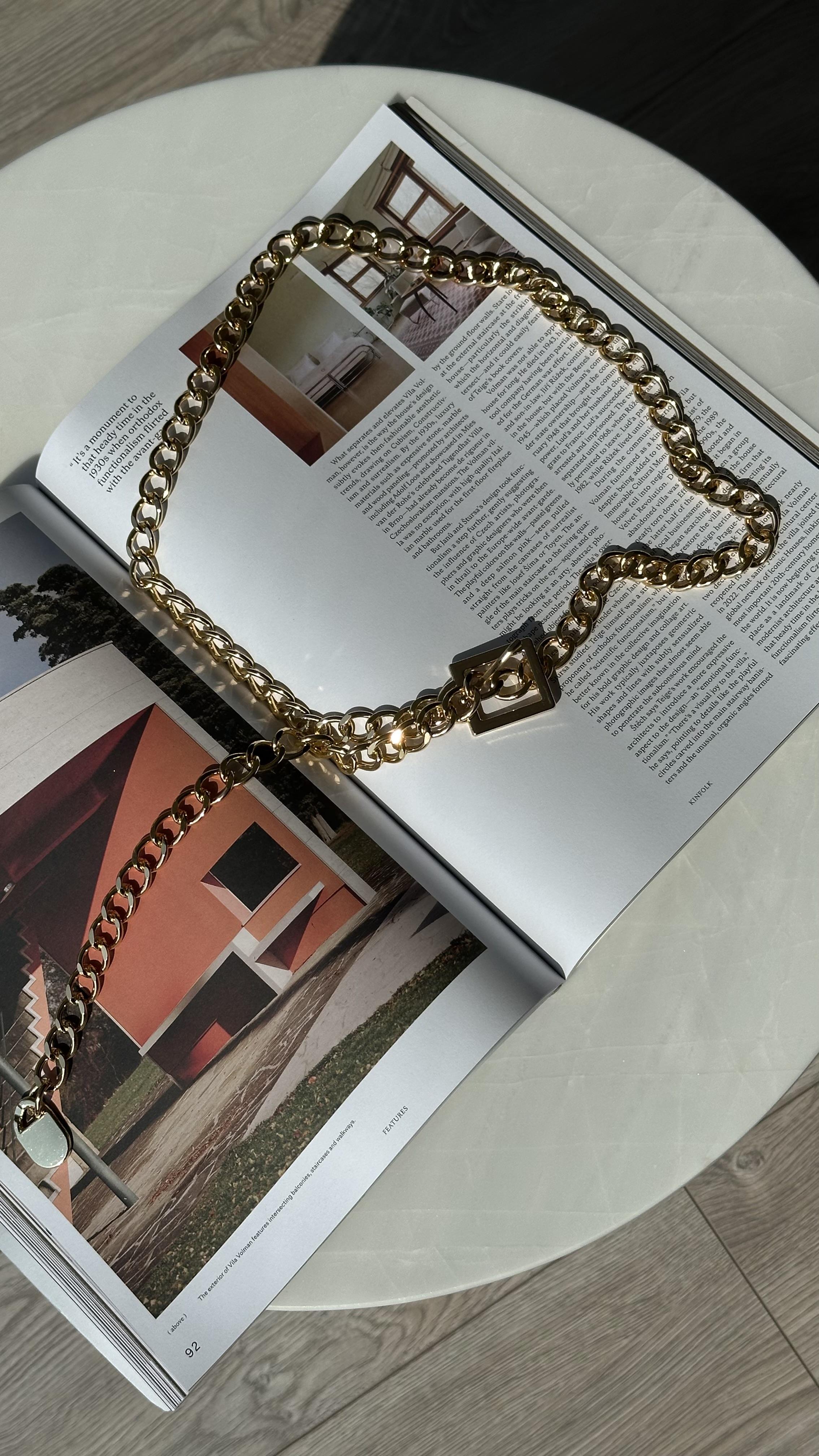 Rose Gold Kare Tokalı Zincir Kemer